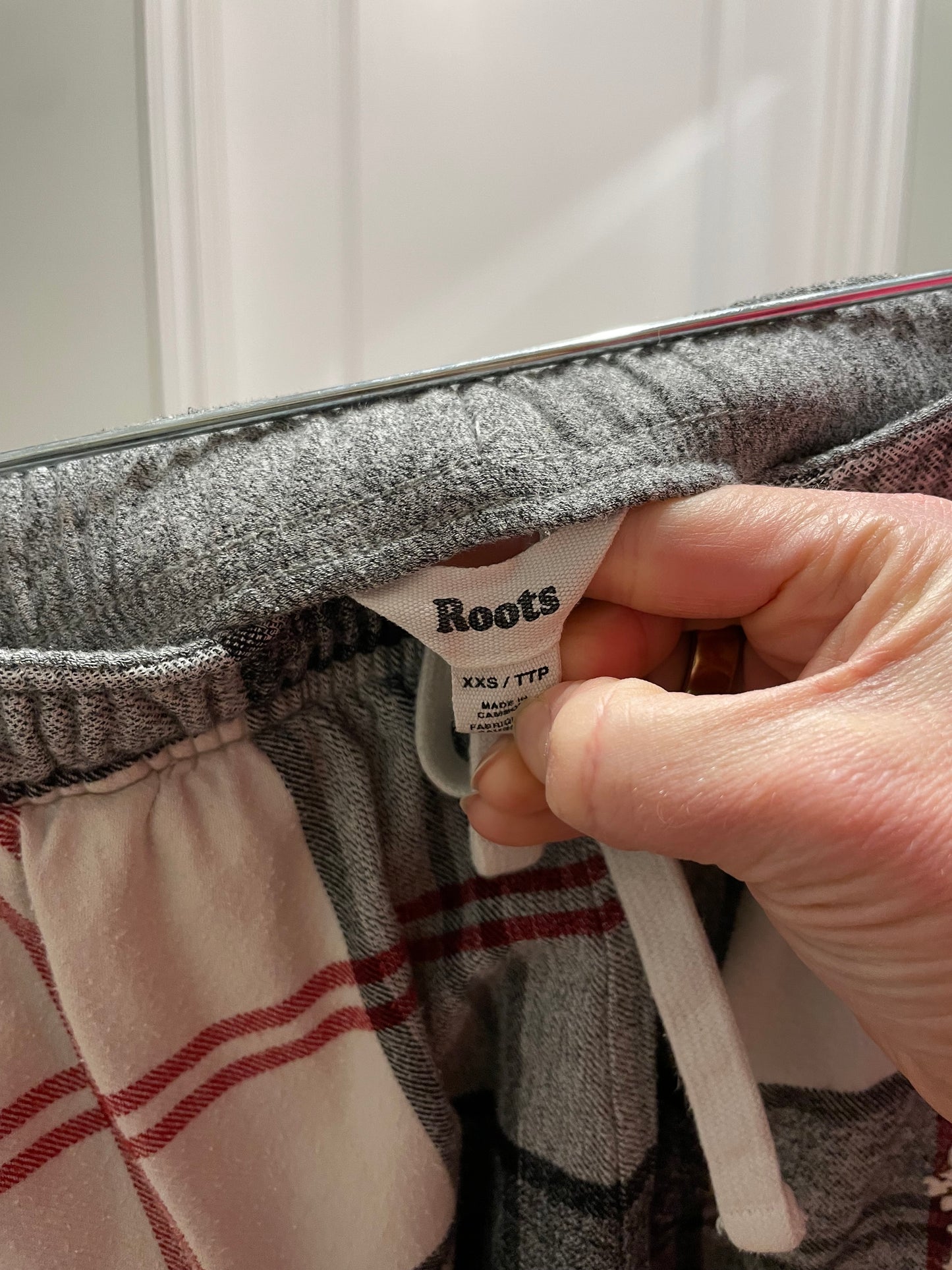Roots Grey & Red Plaid Flannel Lounge Pants - XXS/XS