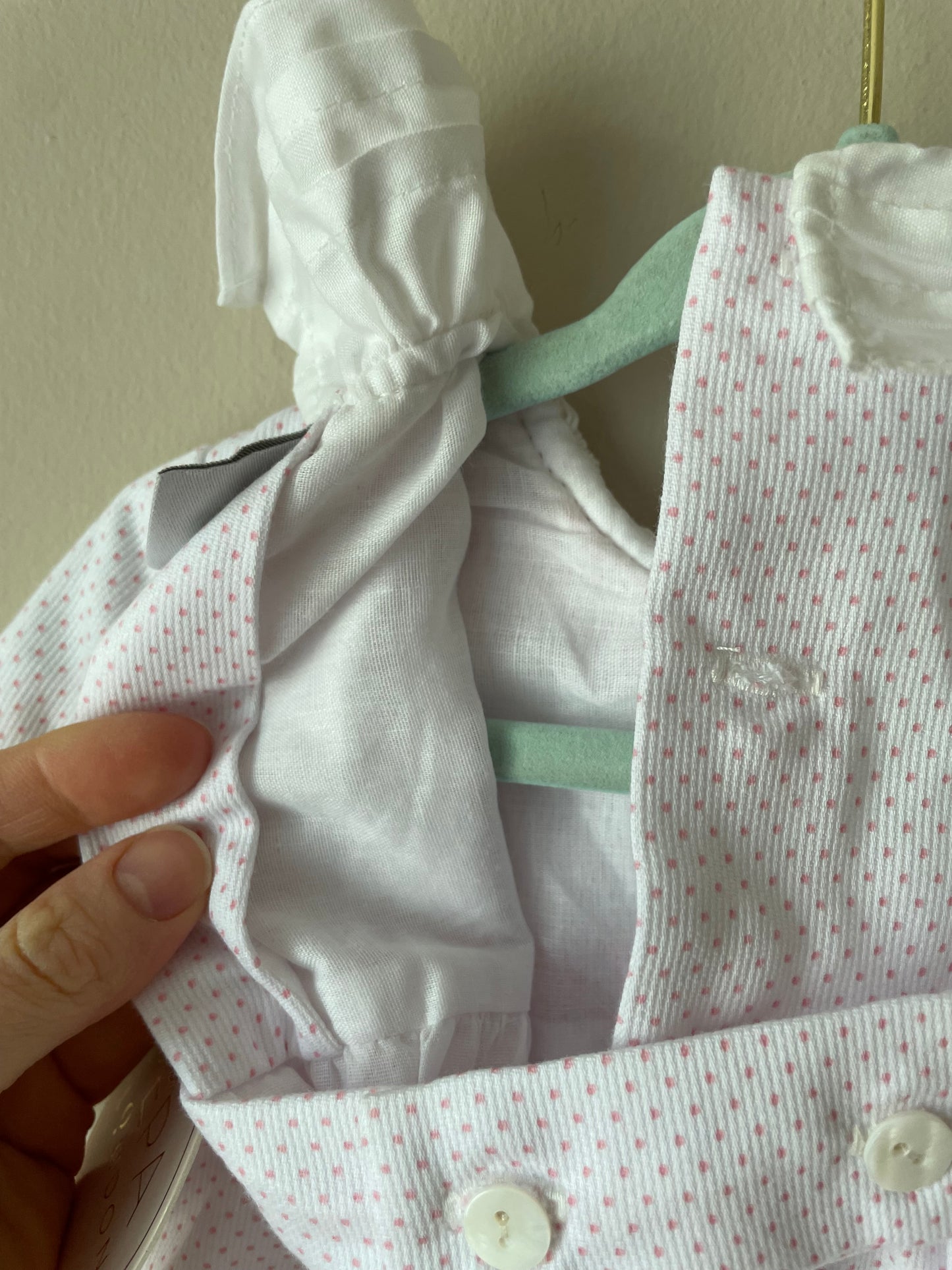 PEPA LONDON White & Pink Dot Smocked Romper NWT – Size 3 Months