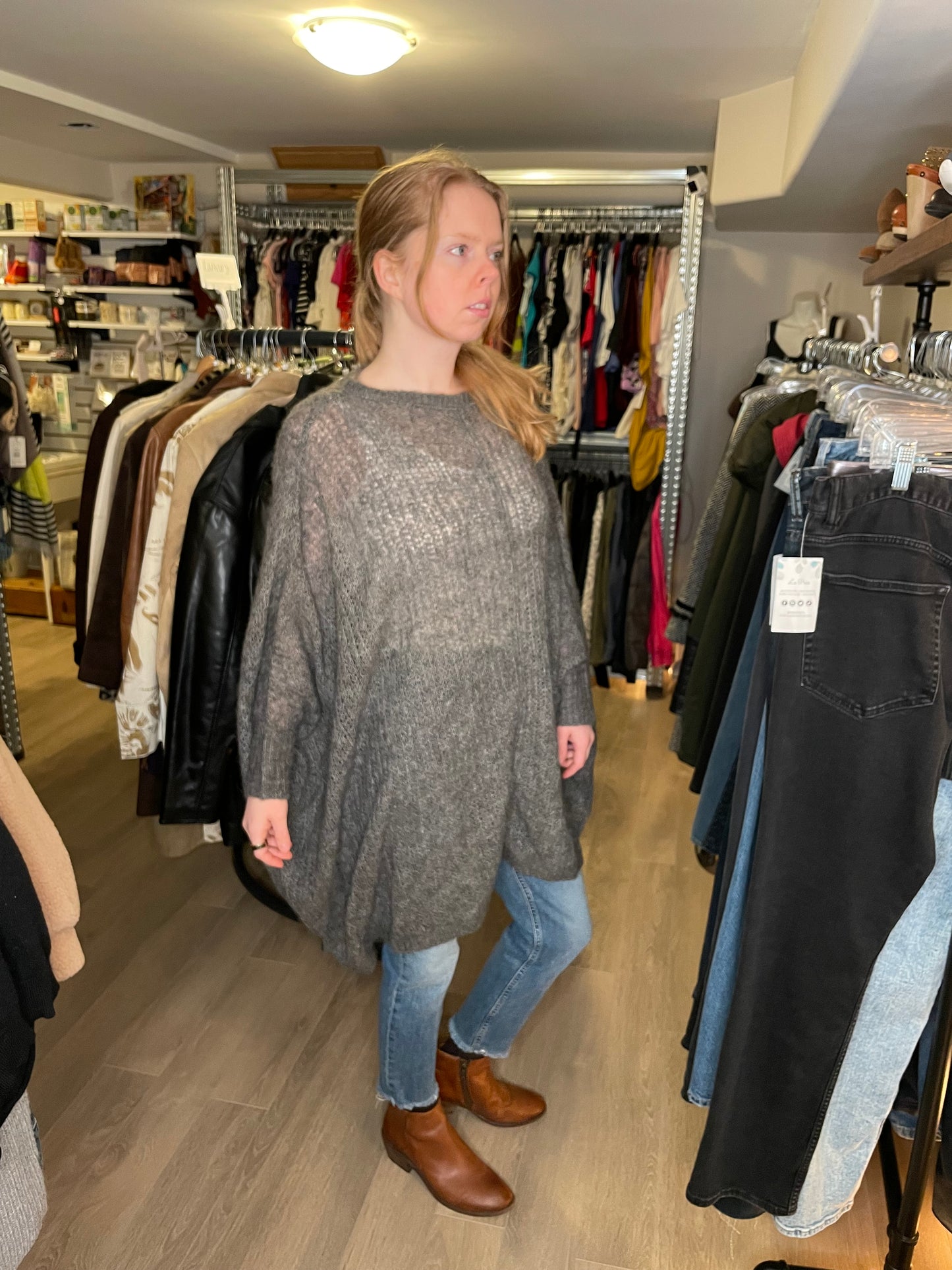 Zara Grey Knit Oversized Alpaca Wool Blend Tunic Top NWT - M/L/XL