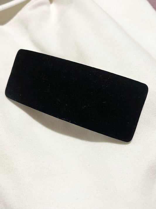 Black Velvet Rectangle Barrette Hair Clip