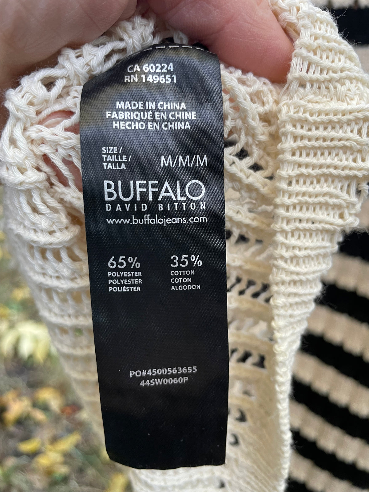Buffalo David Bitton Ivory Open-Knit Sweater Vest – Medium