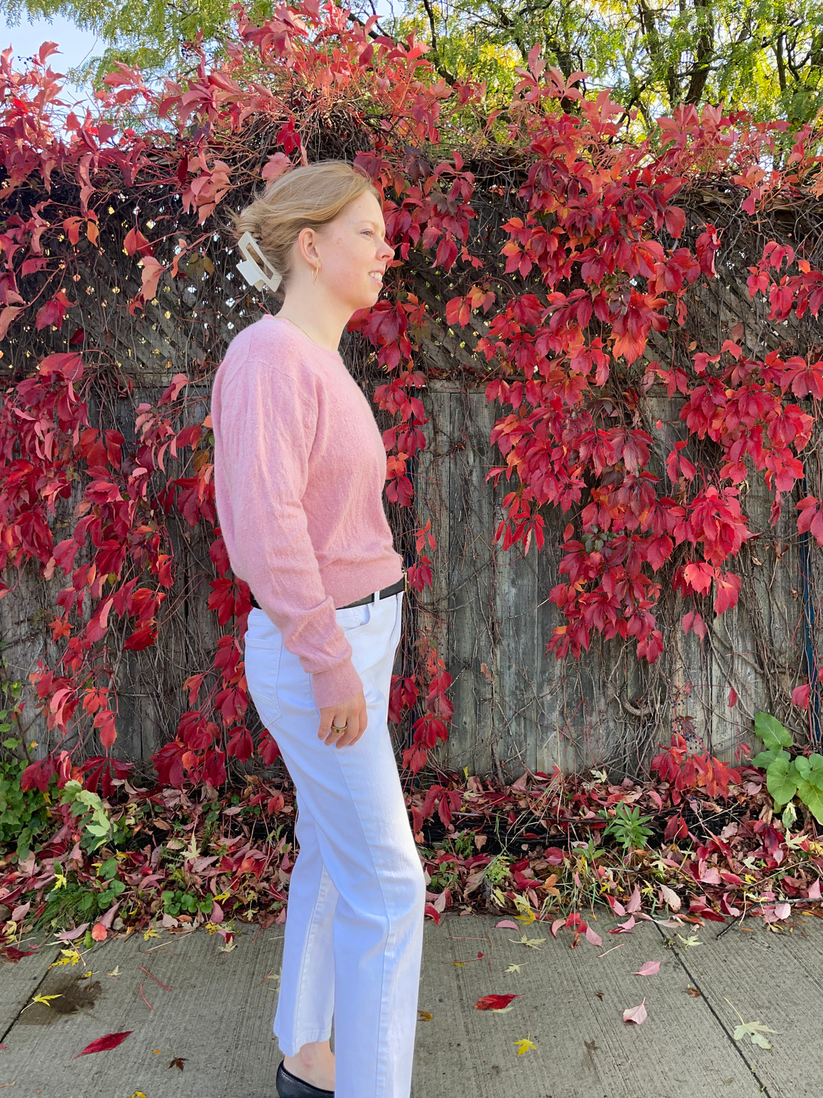 Bianco & Blu Dusty Rose Wool & Silk Blend Sweater – M/L/XL