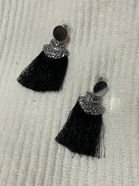 Black Tassel Drop Earrings