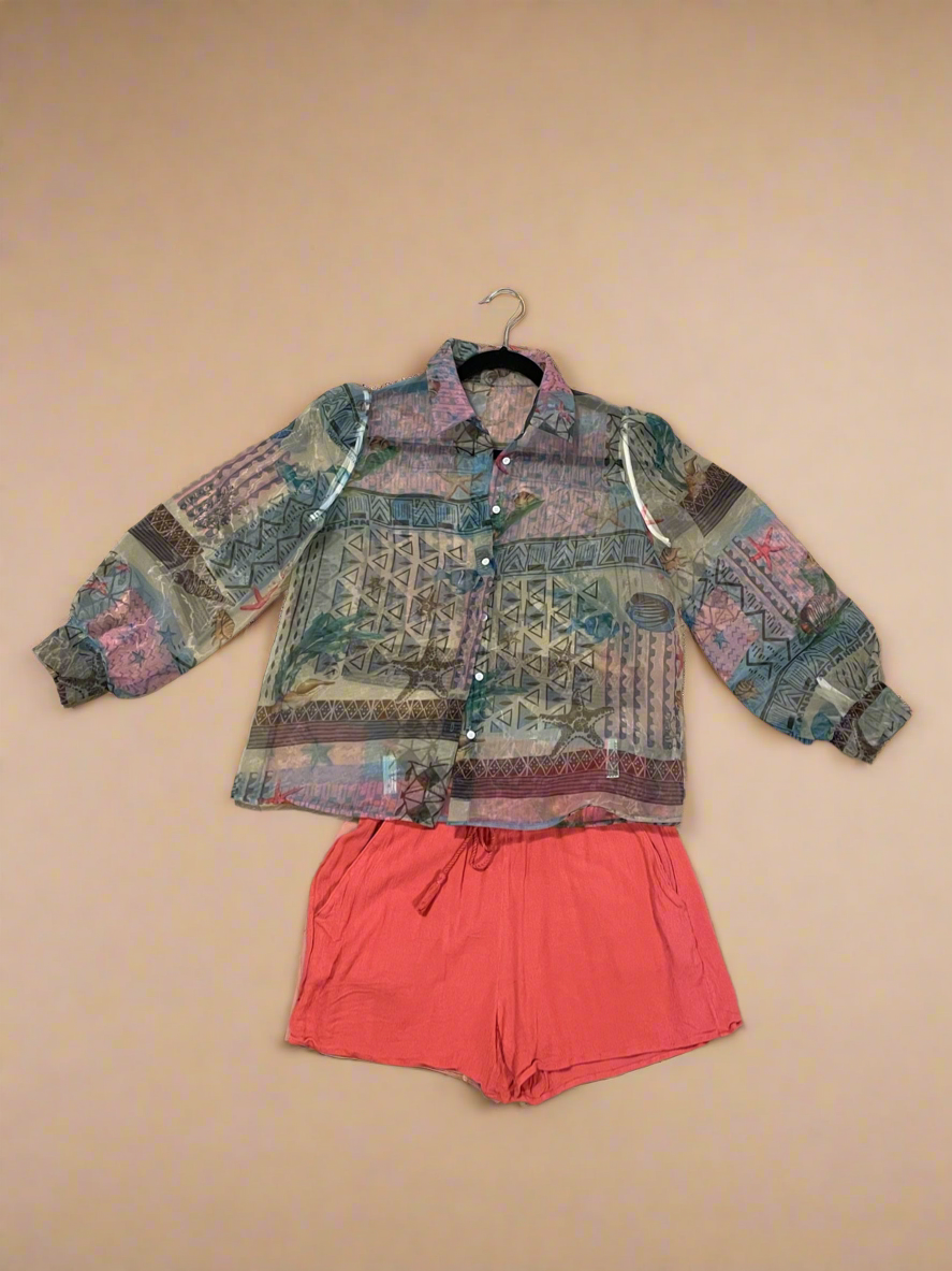 RW&CO Coral Crinkle Viscose Tassel Shorts – Size Small