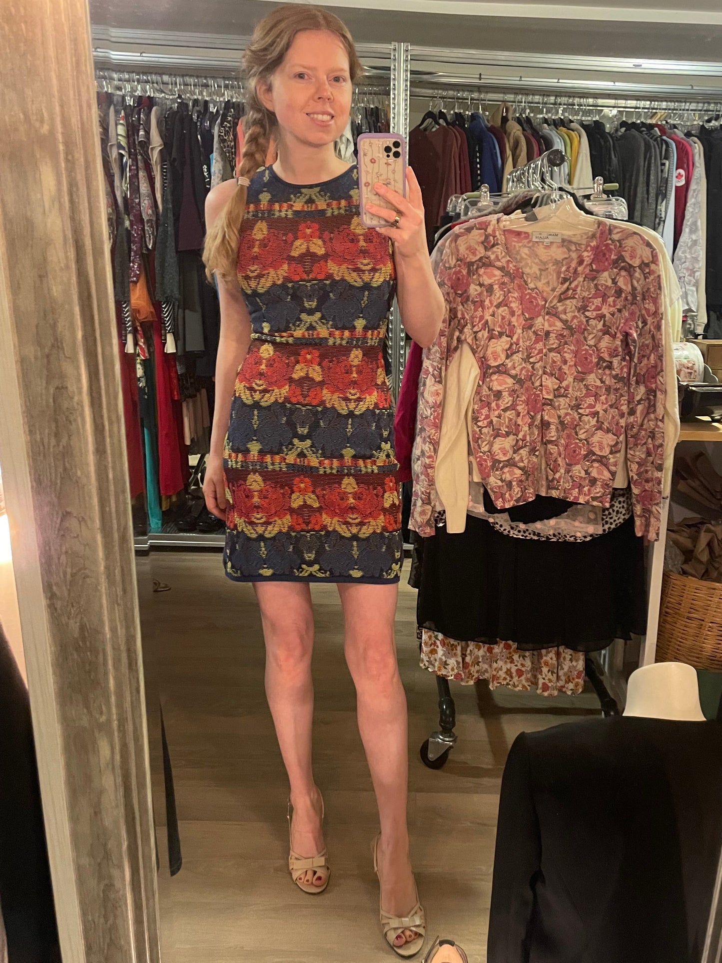 Missoni Blue Red Graphic Bodycon Sleeveless Dress - XS/S