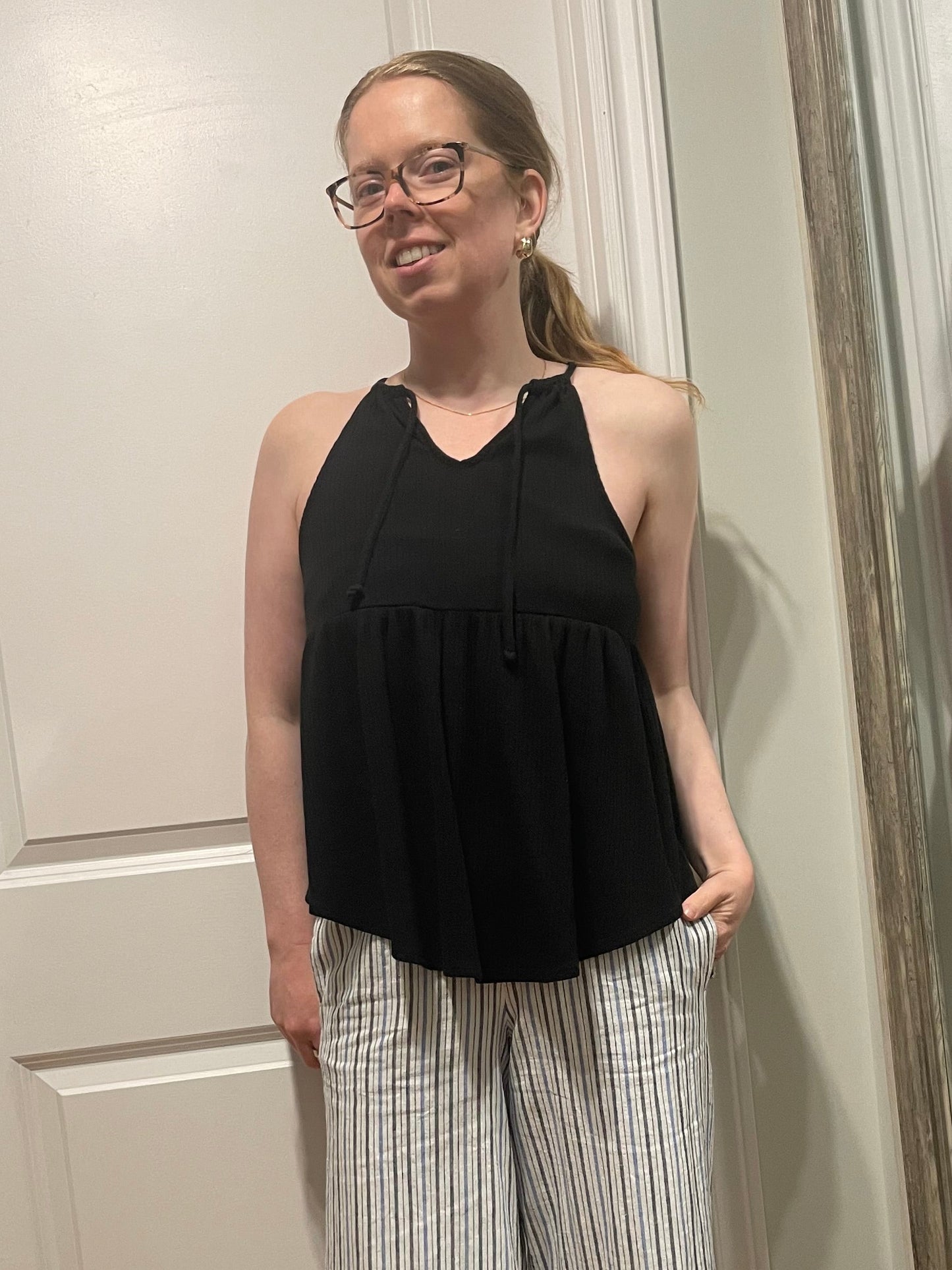 Black Sleeveless Reversible Babydoll Tank - Small to Large