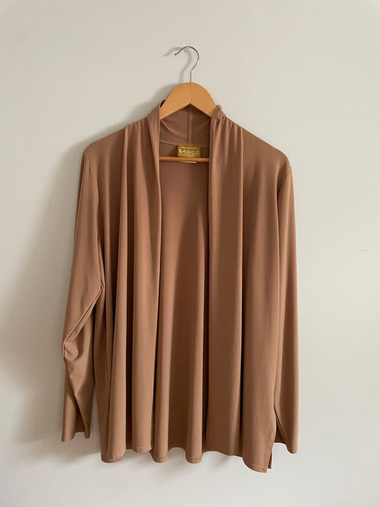 Linda Lundström Basics Camel Open Front Cardigan – Size 12 (Made in Canada)