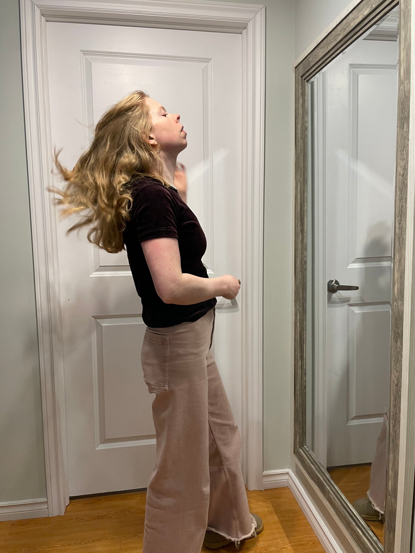 Zig Zag Burgundy Velvet Stretch T-Shirt – Vintage 1990s – XS/Small