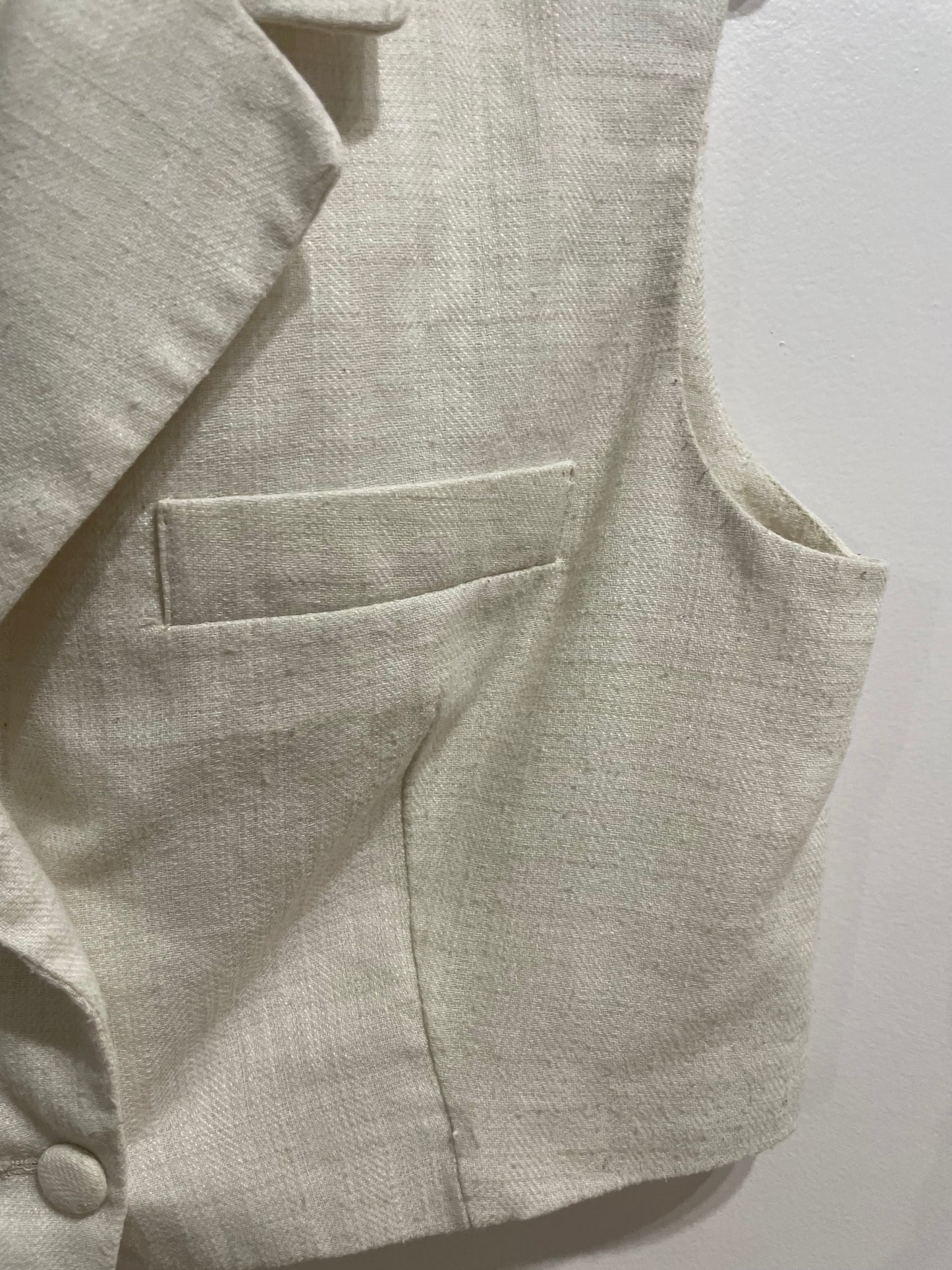 Avec Les Filles Cream Cotton Linen Tailored Vest – Medium - Le Prix Fashion & Consulting