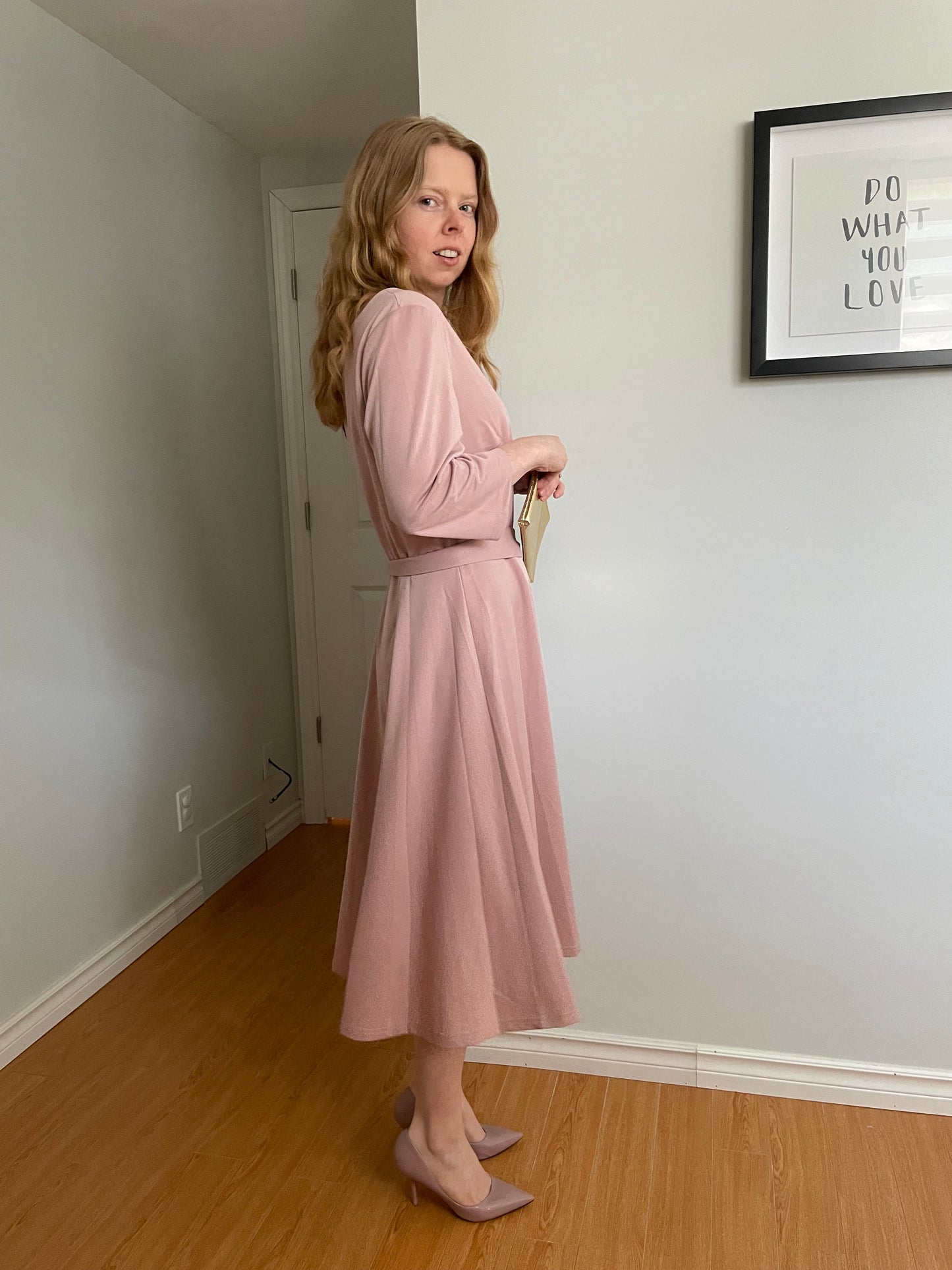 Dressystar Blush Pink Fit & Flare 3/4 Sleeve Midi Dress NWT - 2XL