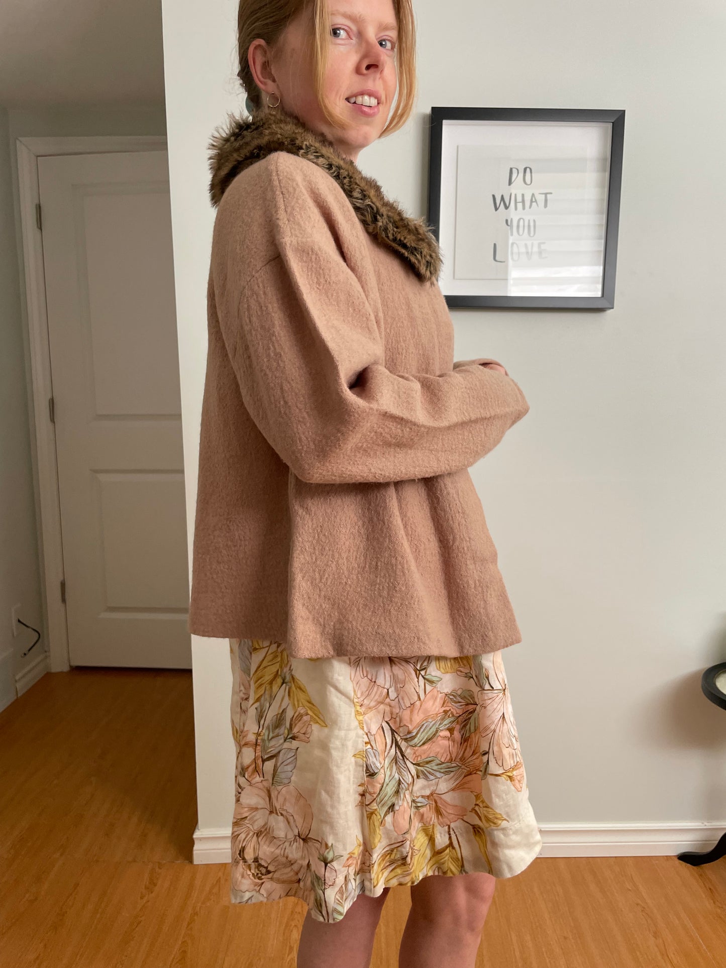 Jones Wear Camel Wool Jacket with Detachable Faux Fur Collar NWT  – Medium