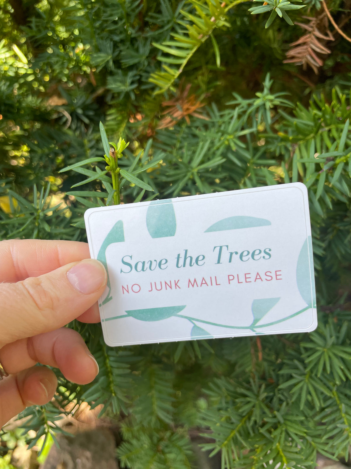 Save the Trees No Junk Mail Please Mailbox Sign – Magnet or Sticker