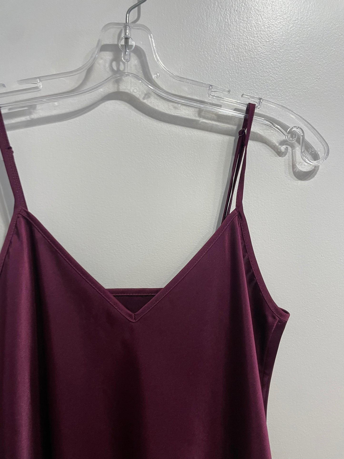 Plum Satin Slip Dress Midi – Small to Medium