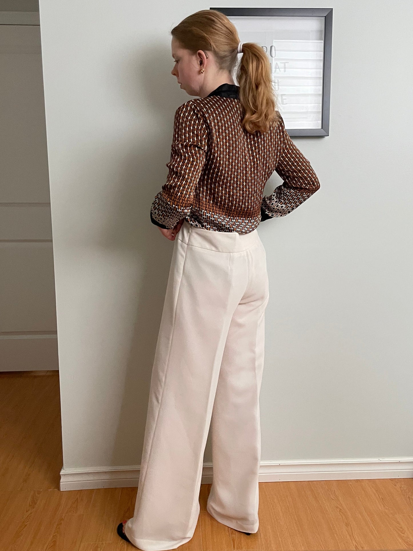 Oscar de la Renta Cream Wide Leg Tailored Trousers – Size 6