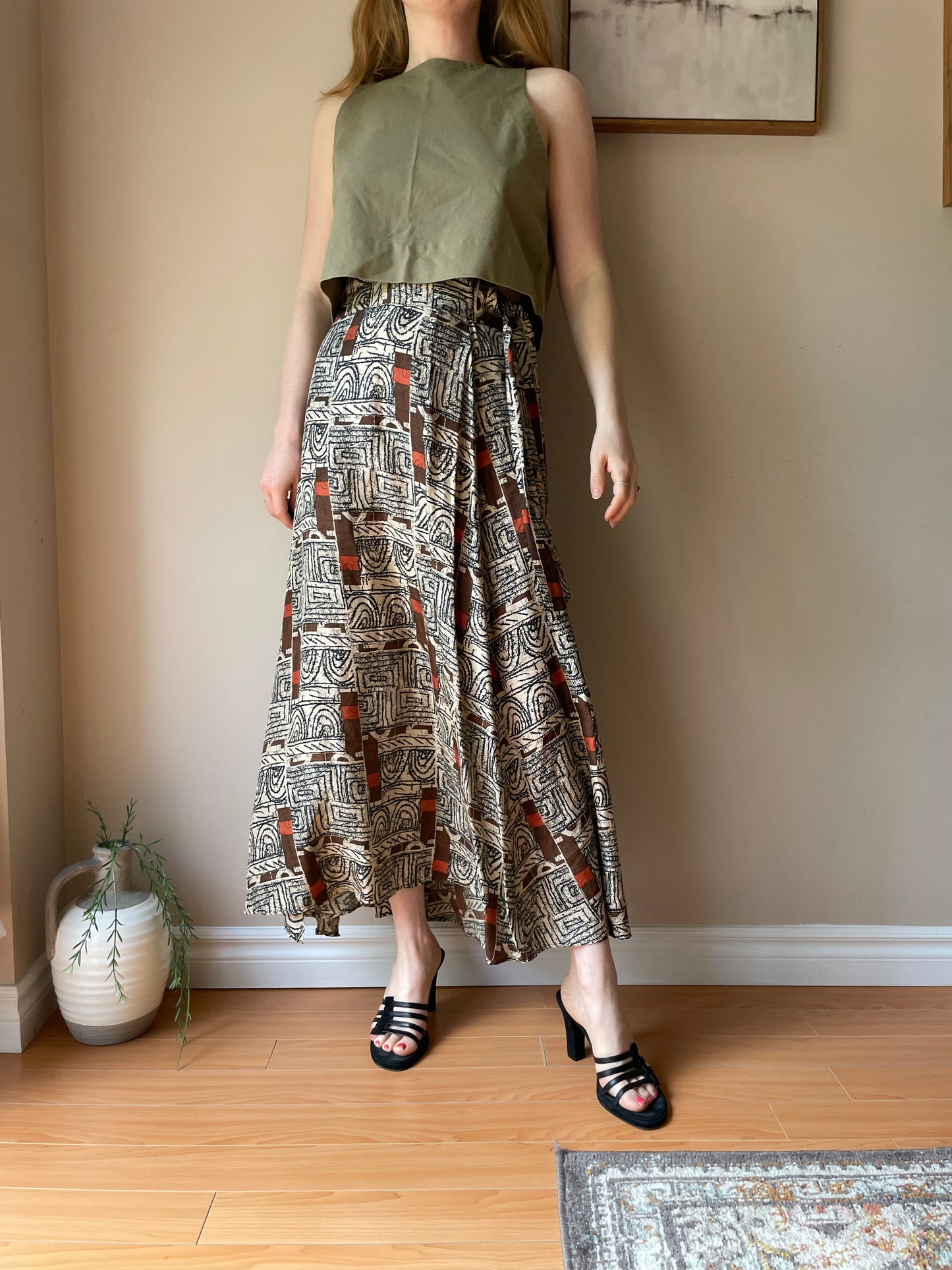 Vintage Introduction 100% Silk Abstract Print Wrap Skirt – Size Small/Medium