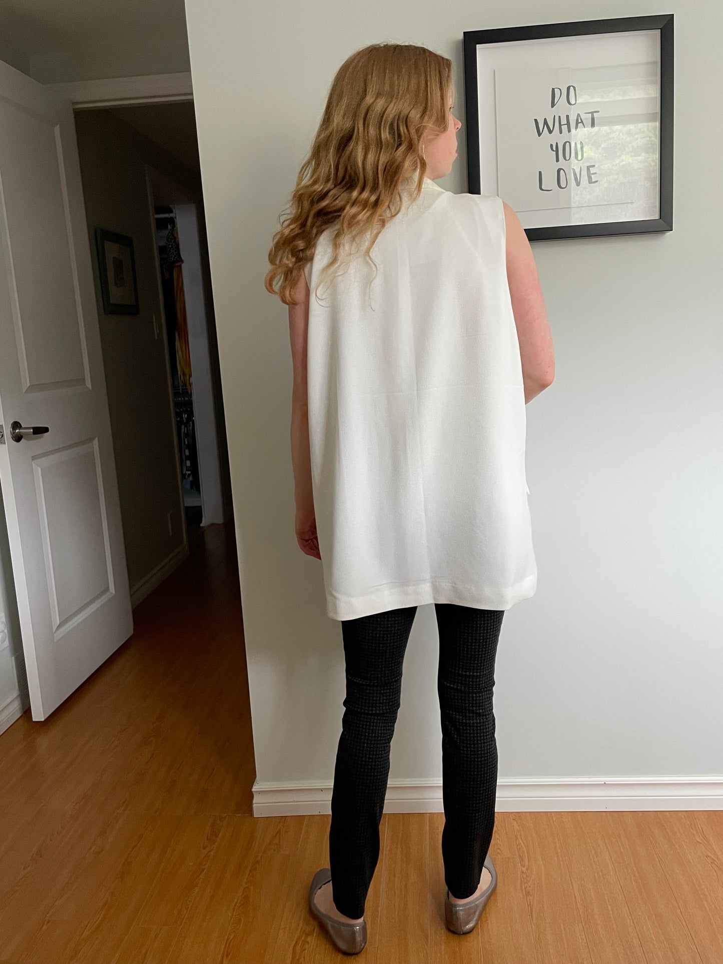 Rock & Shine White Longline Open Sleeveless Blazer Vest - M-XXL