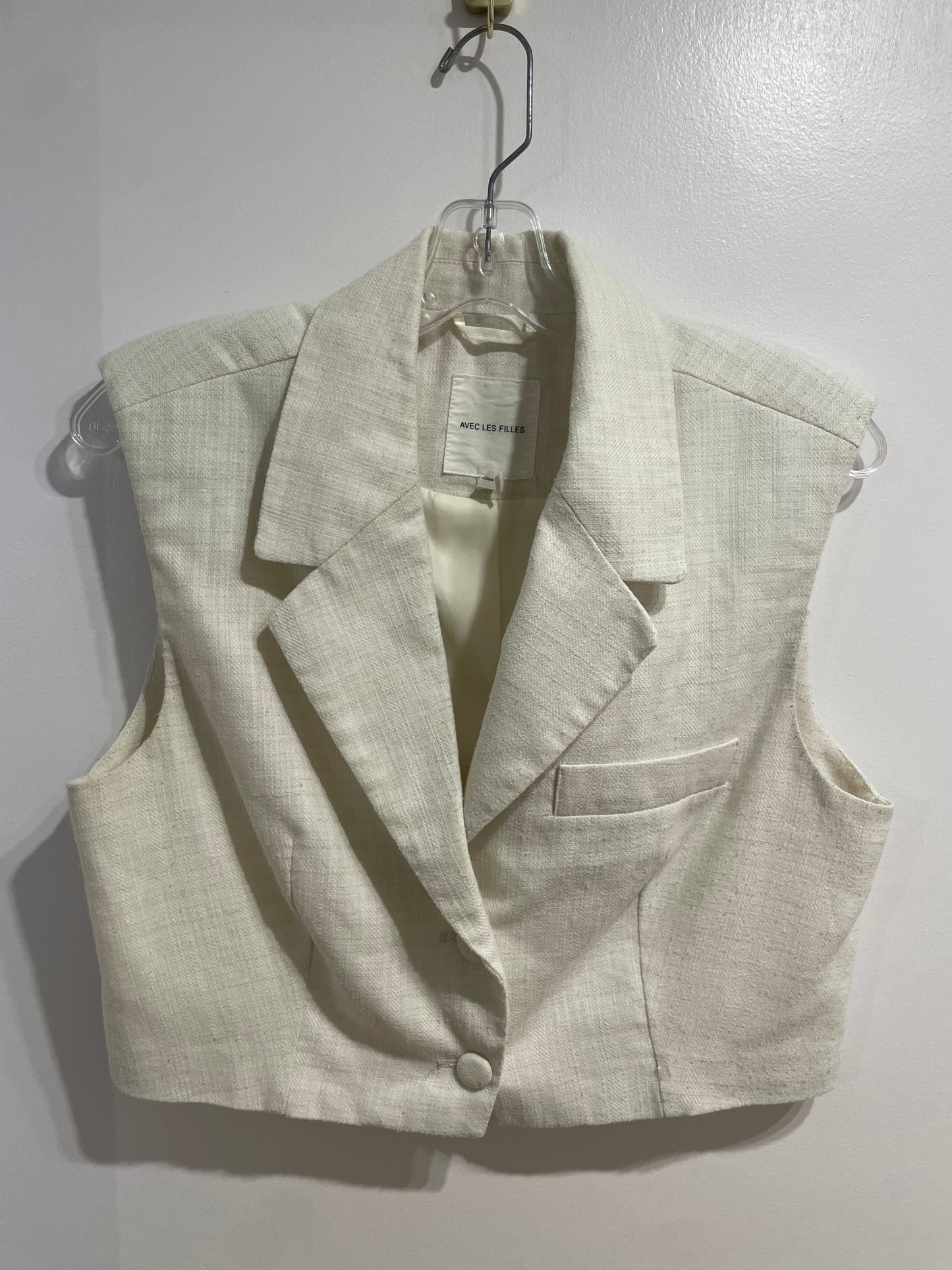 Avec Les Filles Cream Cotton Linen Tailored Vest – Medium - Le Prix Fashion & Consulting