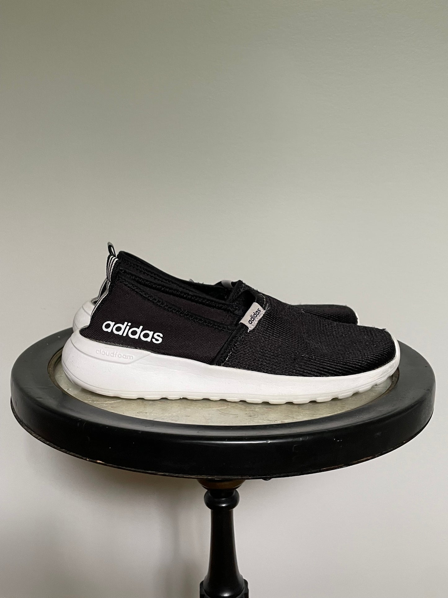Adidas Black & White Cloudfoam Slip-On Shoes – Size 6