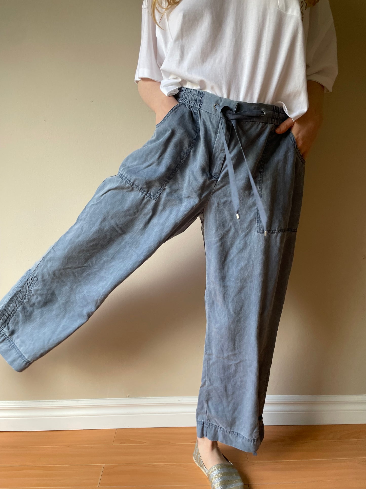 Jones New York Tencel Lyocell High Rise Wide Leg Chambray Pants - Size 10