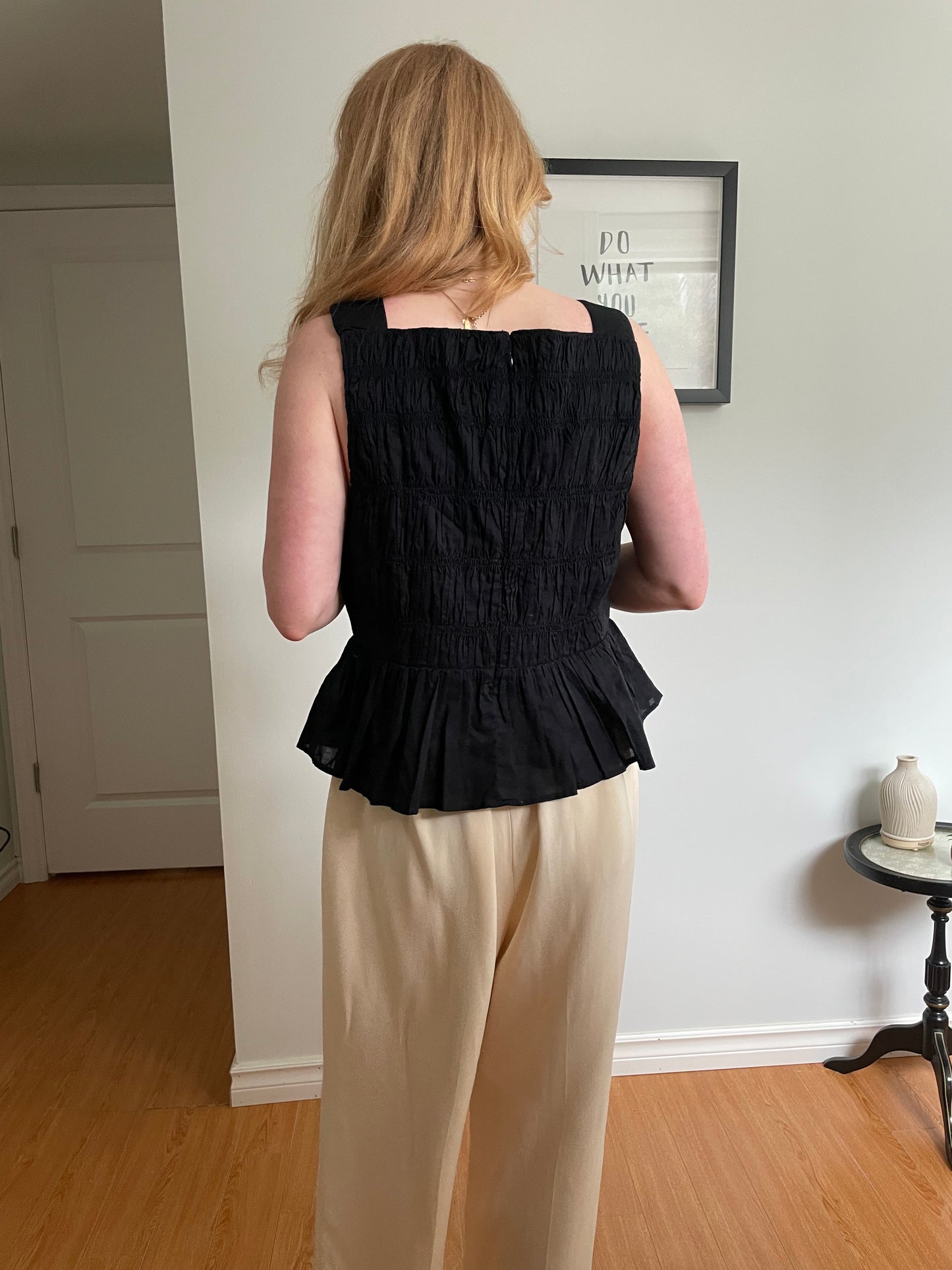 J.Crew Black Smocked Cotton Peplum Tank Top NWT - Size 14