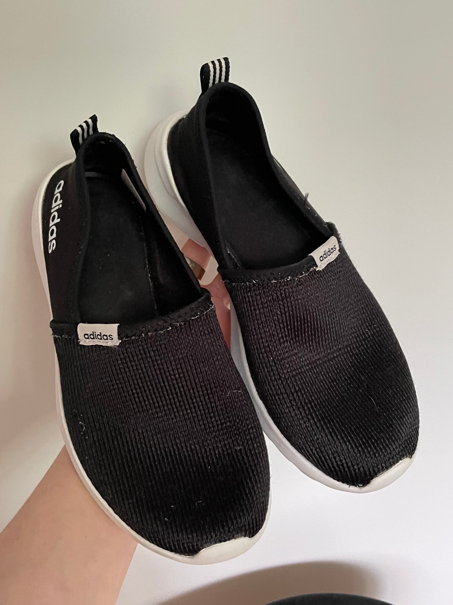 Adidas Black & White Cloudfoam Slip-On Shoes – Size 6