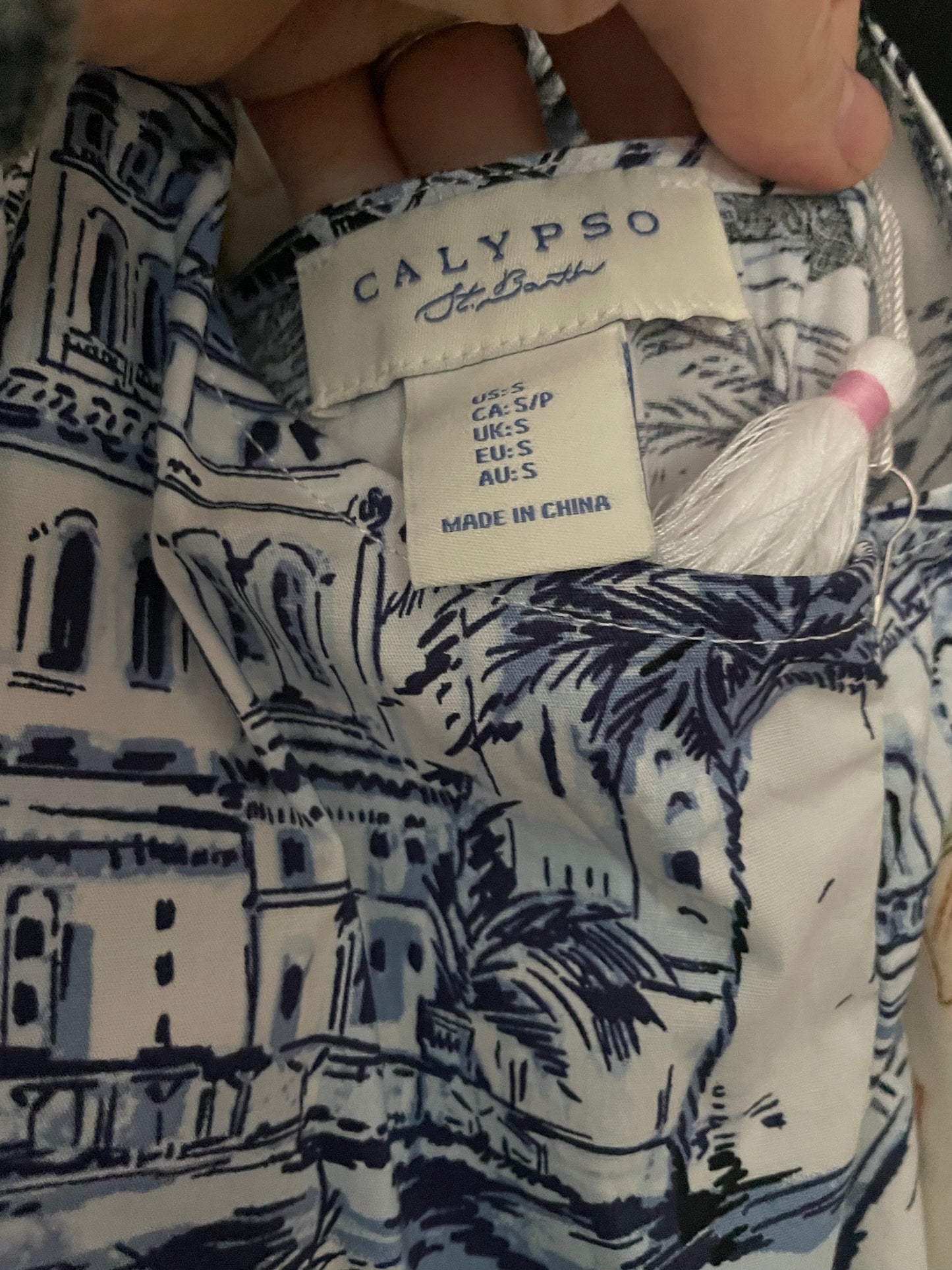 Calypso St. Barth Blue & White Toile Cotton Halter Mini Dress NWT - Small