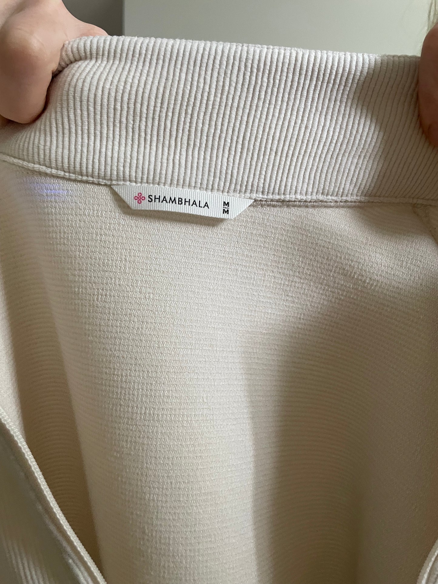 Shambhala Cream Ribbed Half-Zip Pullover Sweater - Medium