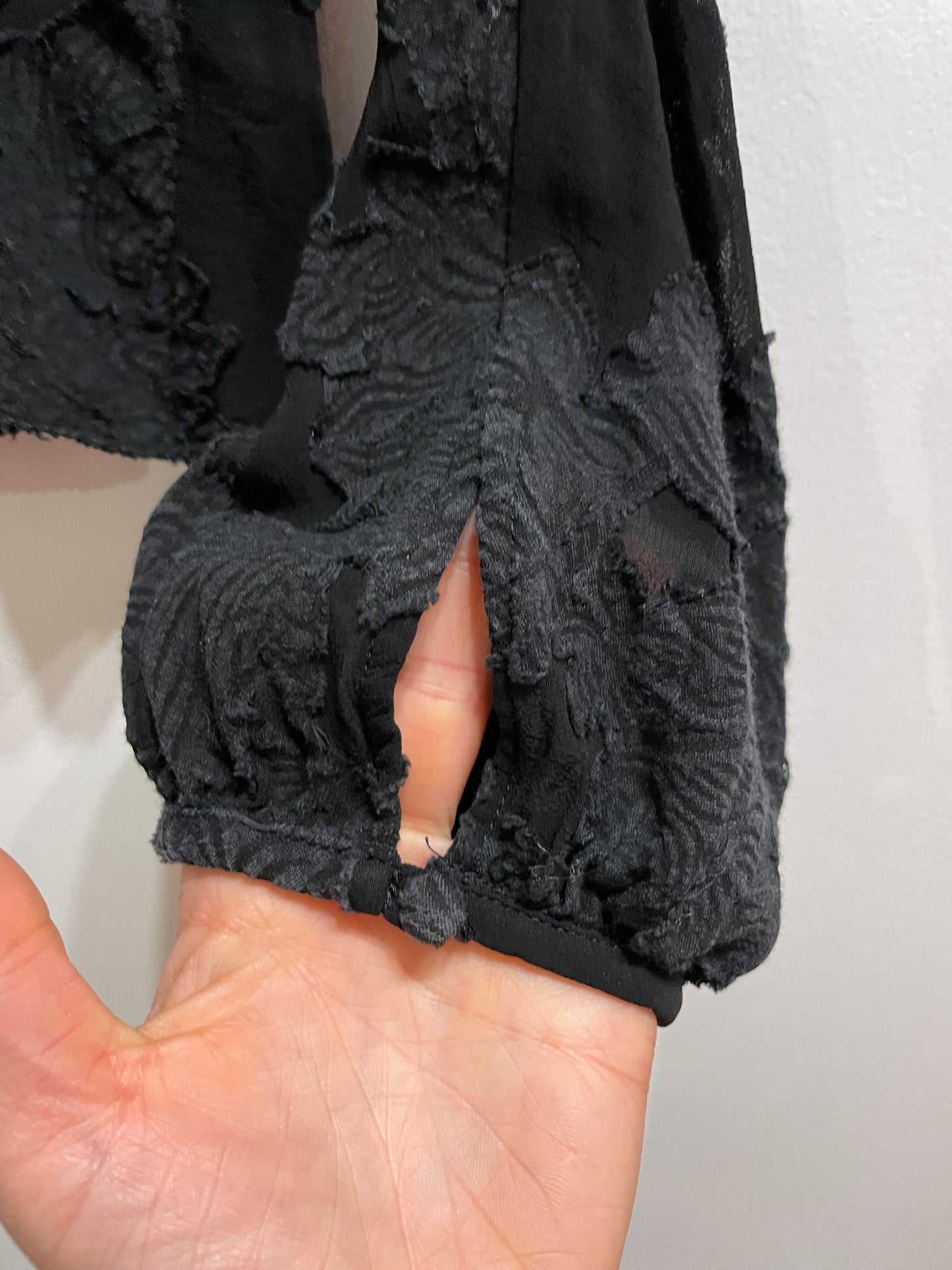 Wilfred Black Embroidered Chiffon Ruffle Blouse - Medium