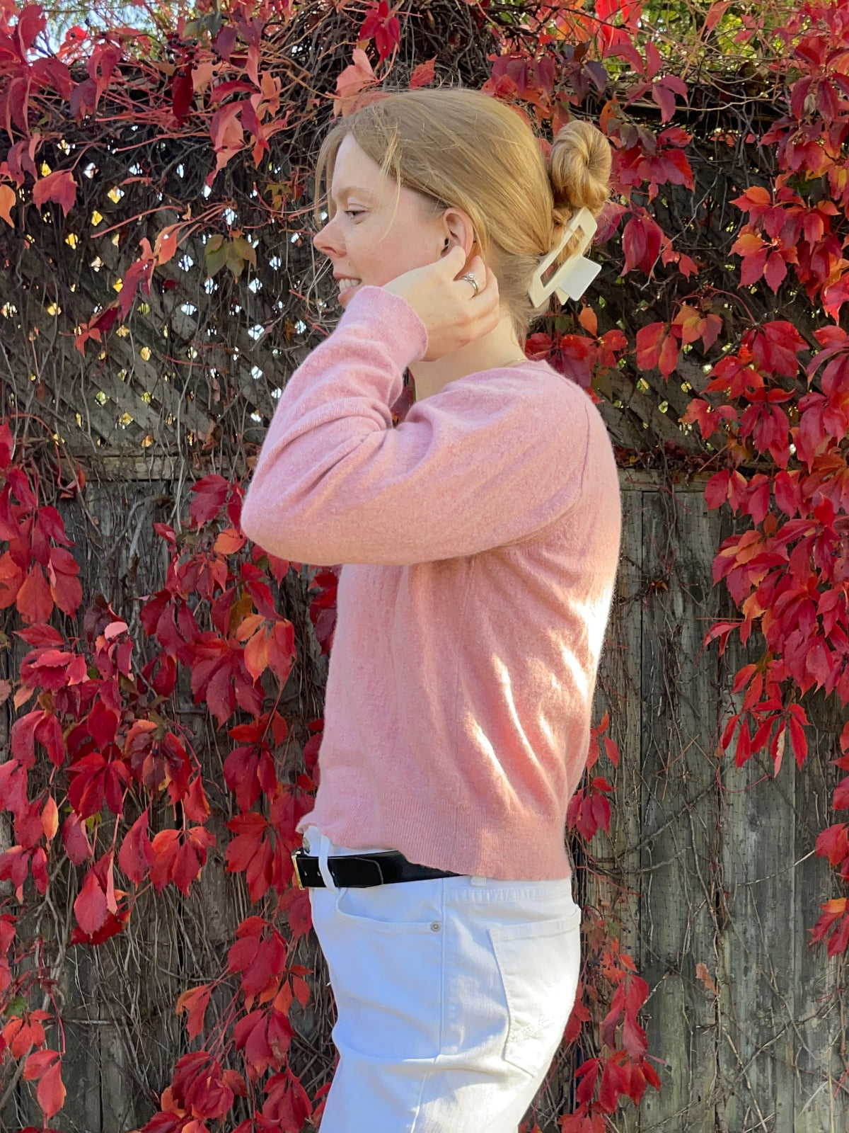 Bianco & Blu Dusty Rose Wool & Silk Blend Sweater – M/L/XL