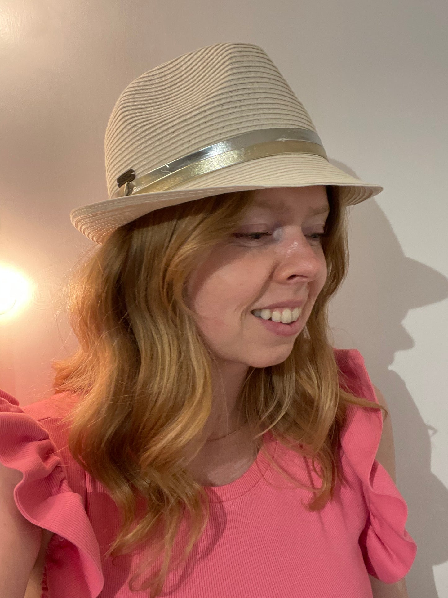 Sun ‘N’ Sand Ivory Metallic Fedora Sun Hat