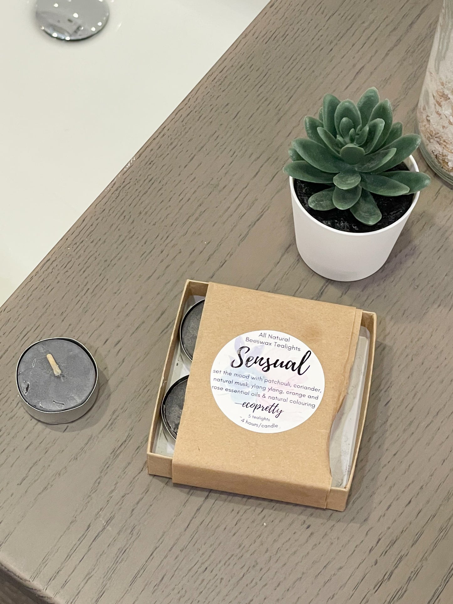 Sensual Natural Scented 100% Beeswax Tealight Candles - 5 Pack