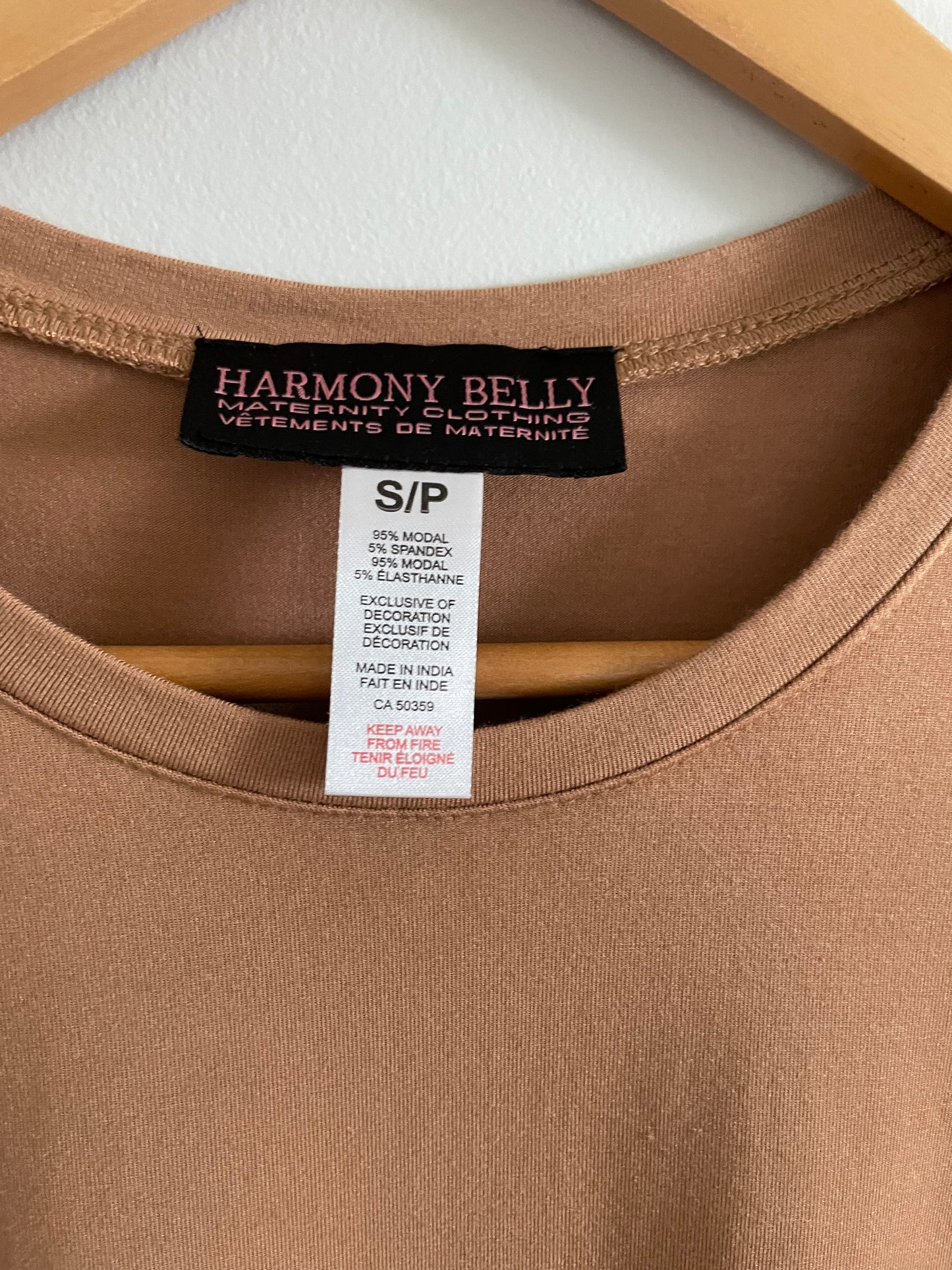 Harmony Belly Camel Short Sleeve Maternity Dress – Small