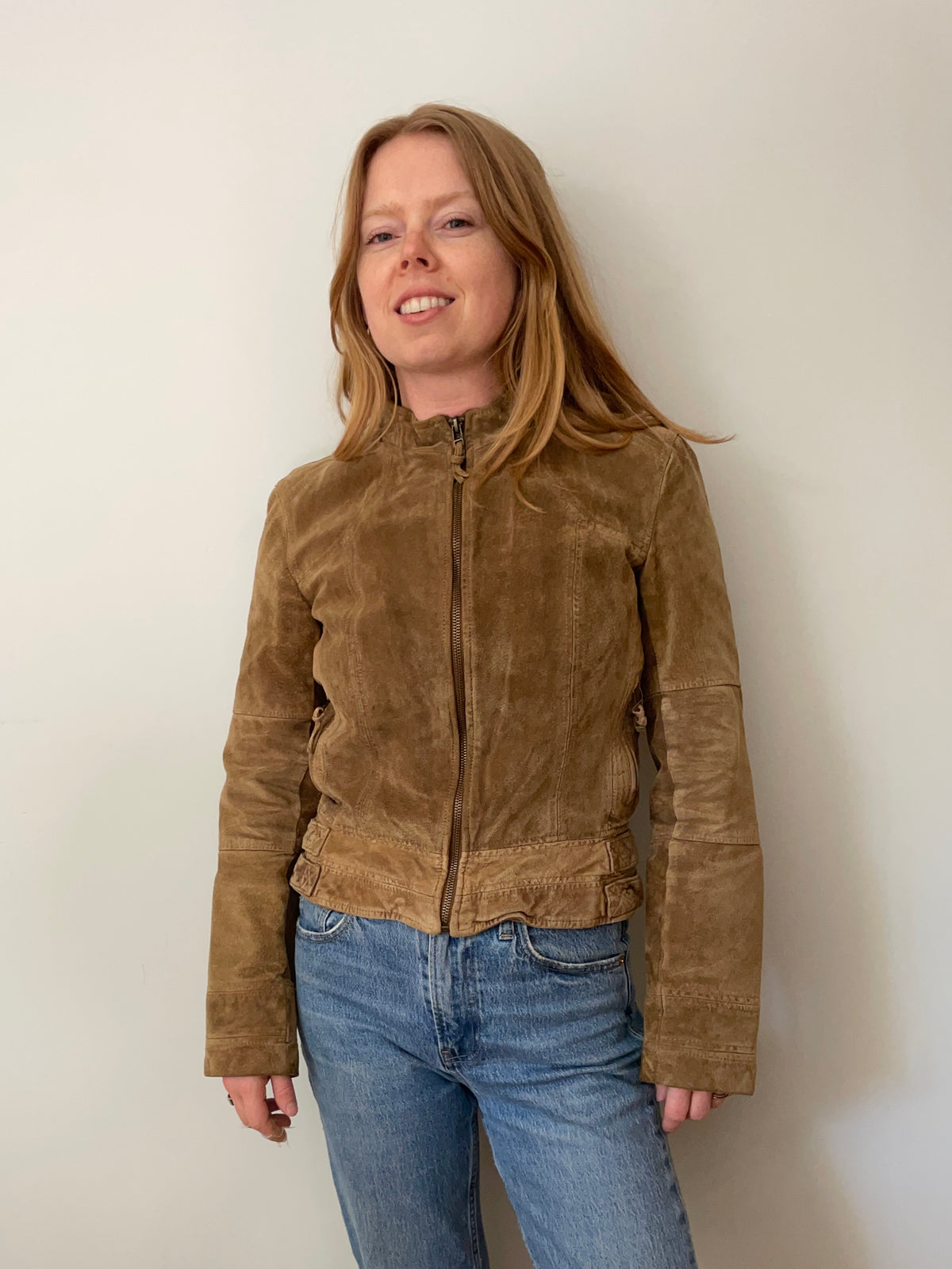 Zara Basic Tan 100% Leather Moto Jacket – Tagged M / Fits S