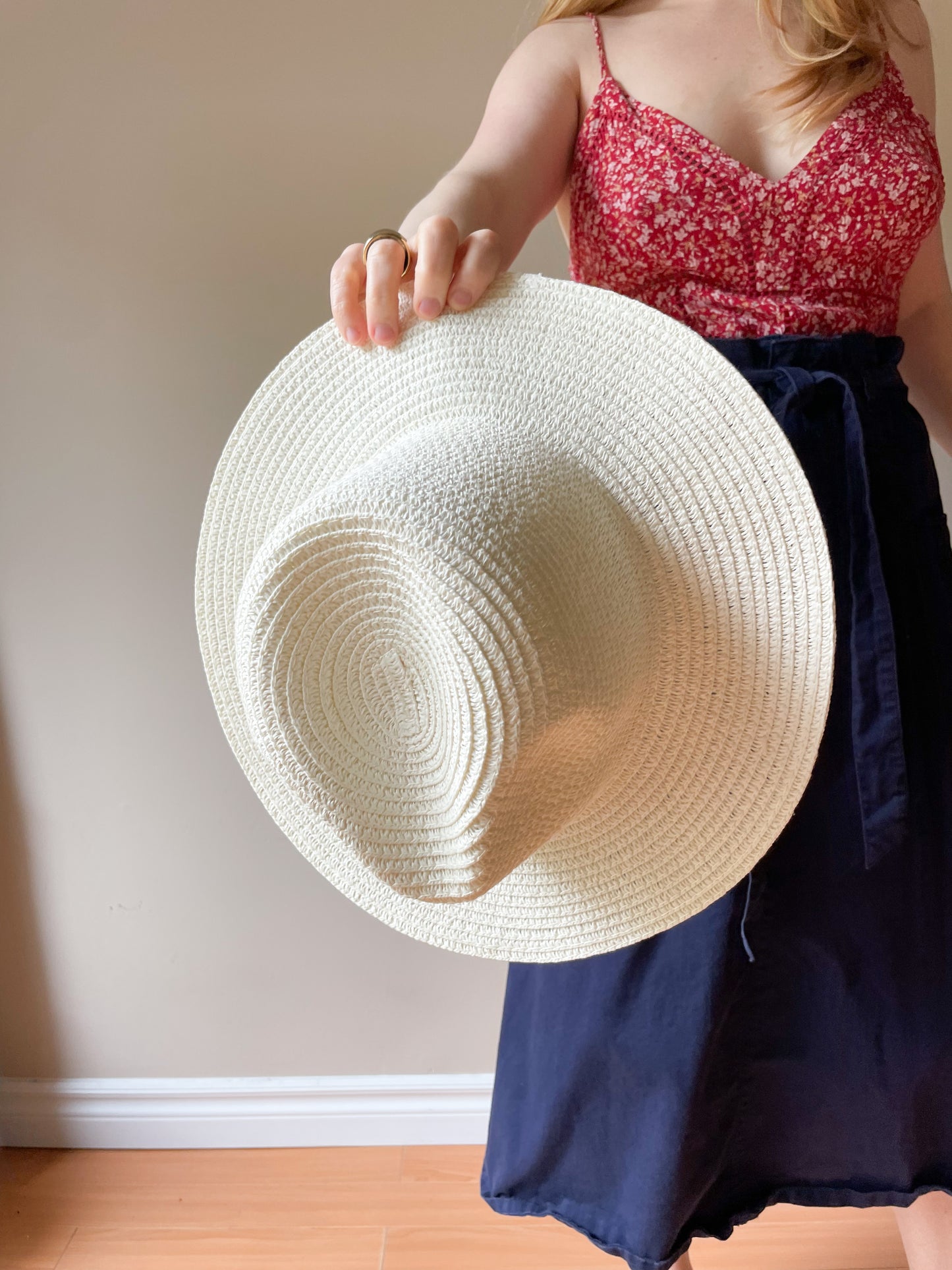 Cream Woven Sun Hat