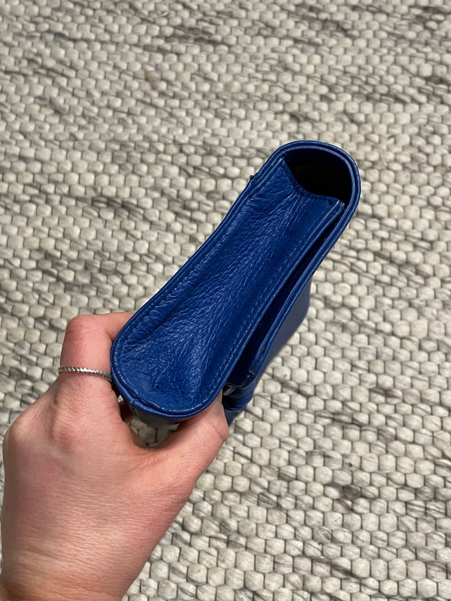 Talbots Cobalt Blue Leather Bow Clutch Wallet