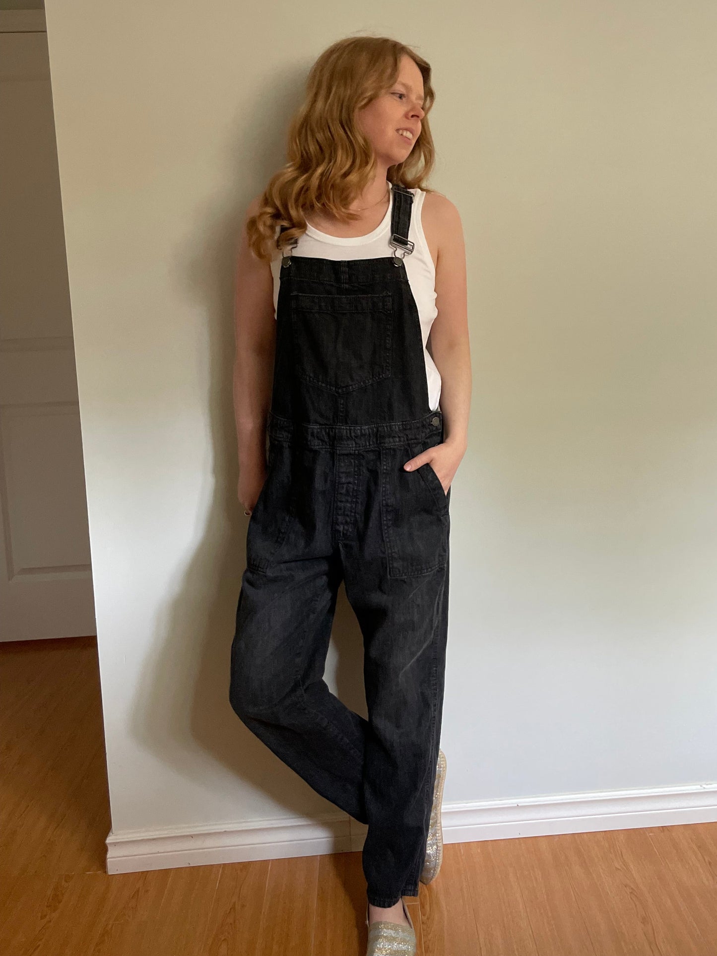 GAP Denim Black 100% Cotton Relaxed Overalls – Medium