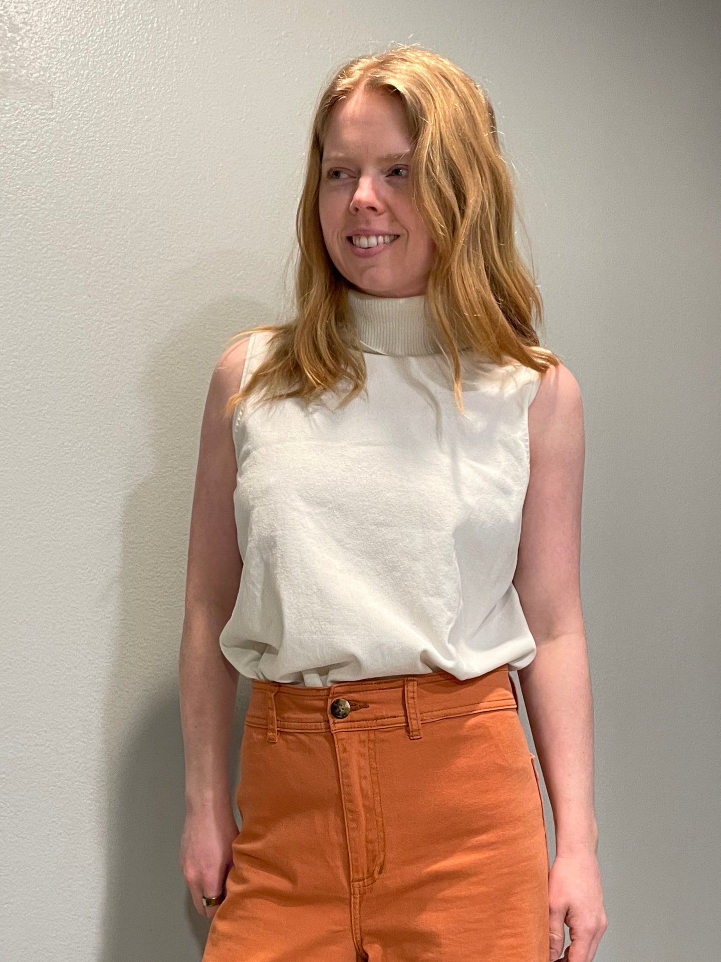 Additions by Chico’s Cream Sleeveless Mock Neck Knit Top – Size 2