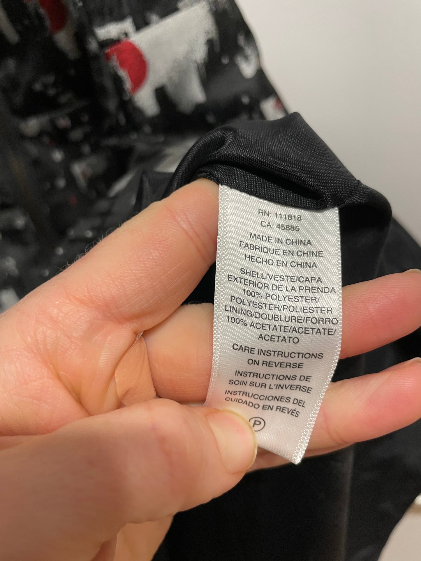 Designer Black & Grey Abstract Zip-Front Dress – Size Small