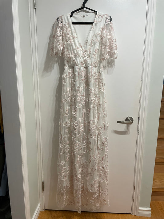 Baltic Born Floral Mesh Belted Maxi Dress – Medium
