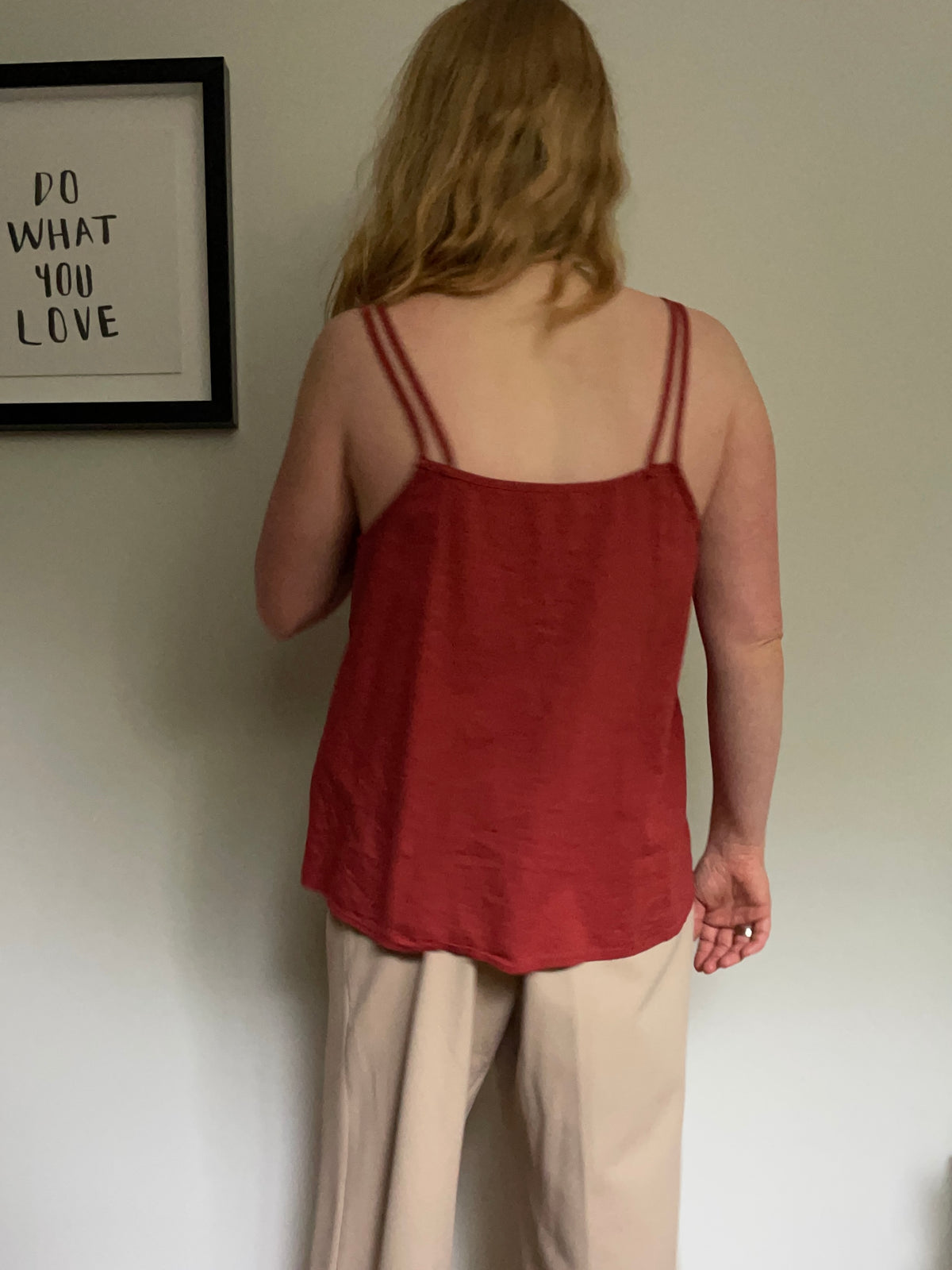 Burgundy Beaded Strap Cotton Button-Front Camisole – L/ M