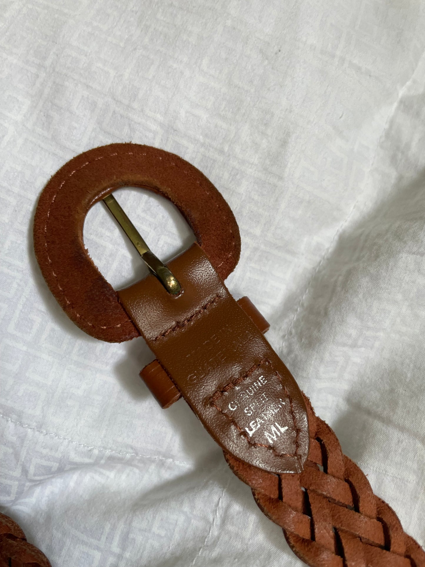 Vintage Brown Braided Genuine Leather Belt – Medium/Large