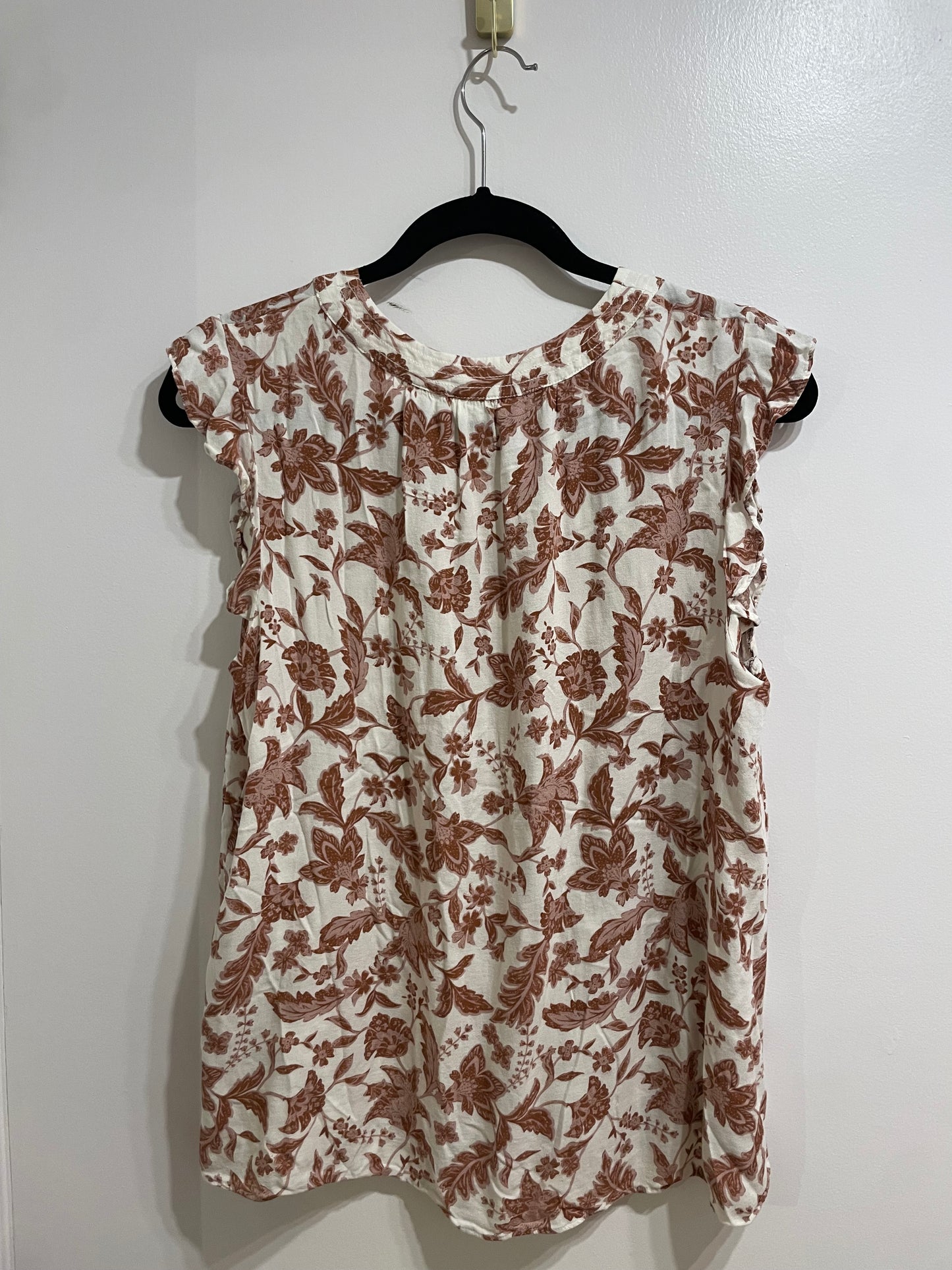 Signature Reitmans Ivory & Rust Floral Viscose Blouse – Large