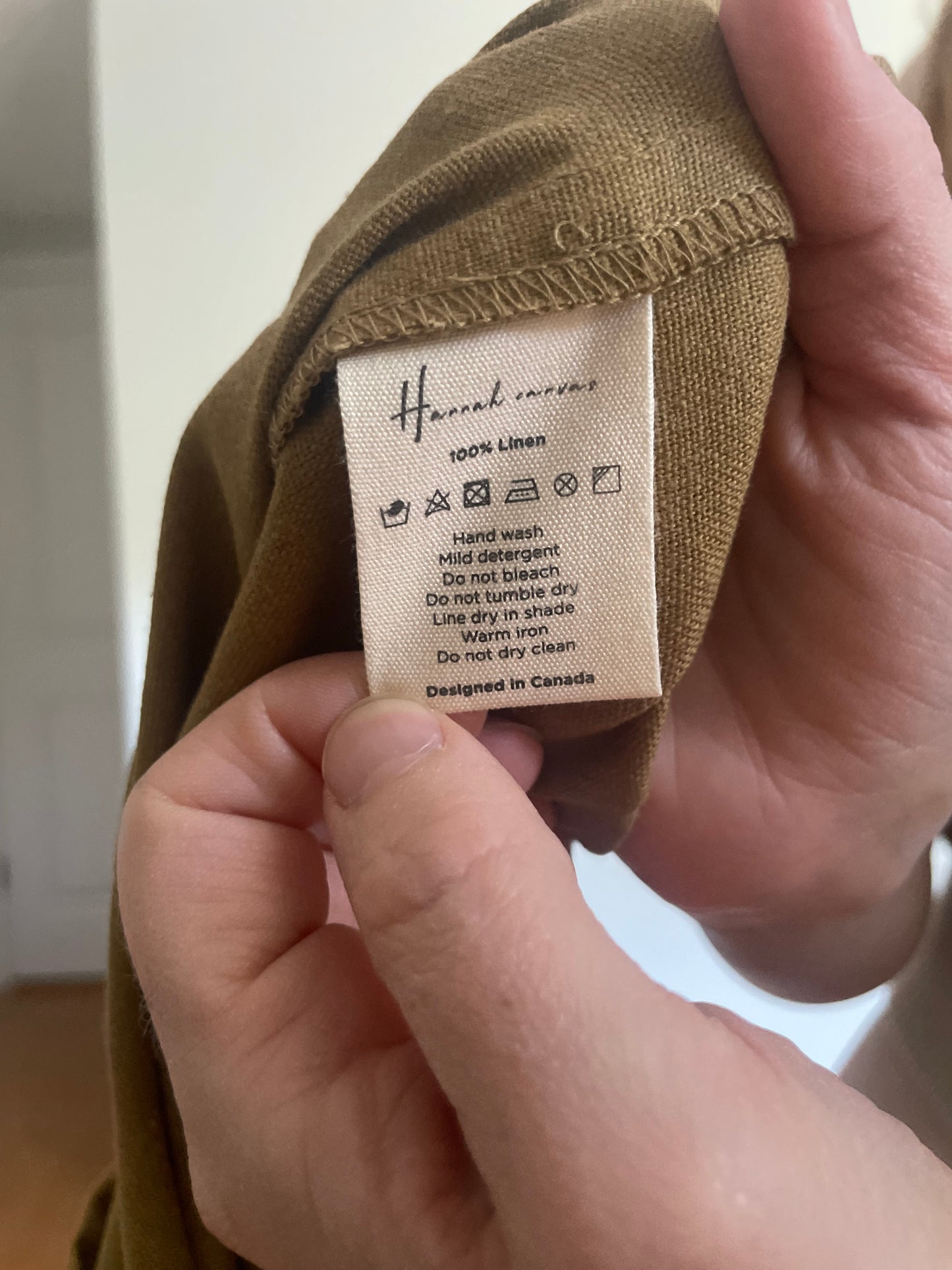 Hannah Canvas Ochre Linen V-Neck Top - M/L
