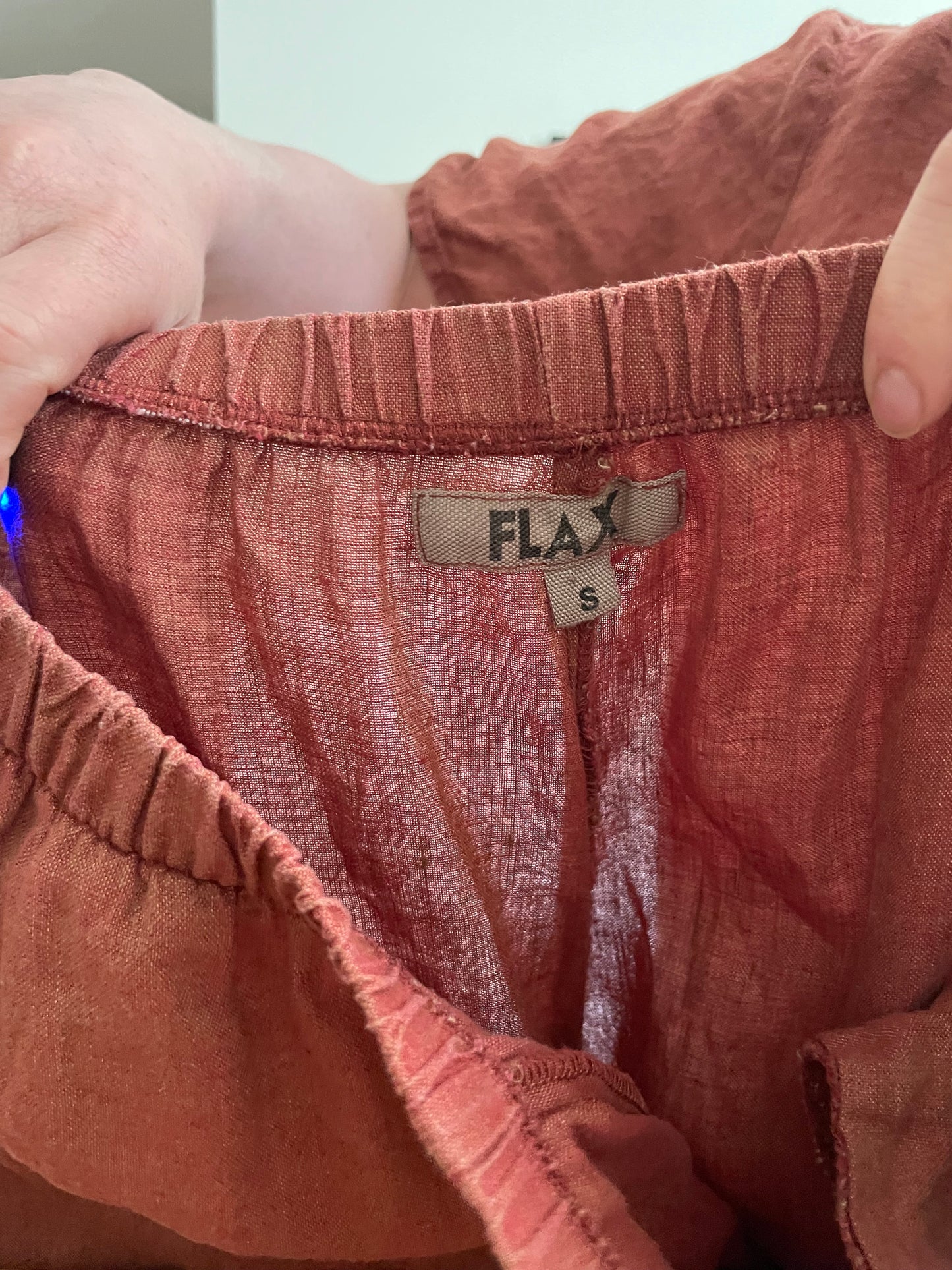FLAX – Terracotta Linen Top & Wide-Leg Pants Set – M/S