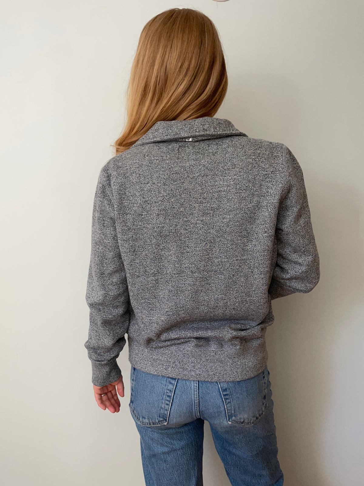 Roots Grey Salt & Pepper Quarter-Zip Sweatshirt – Medium