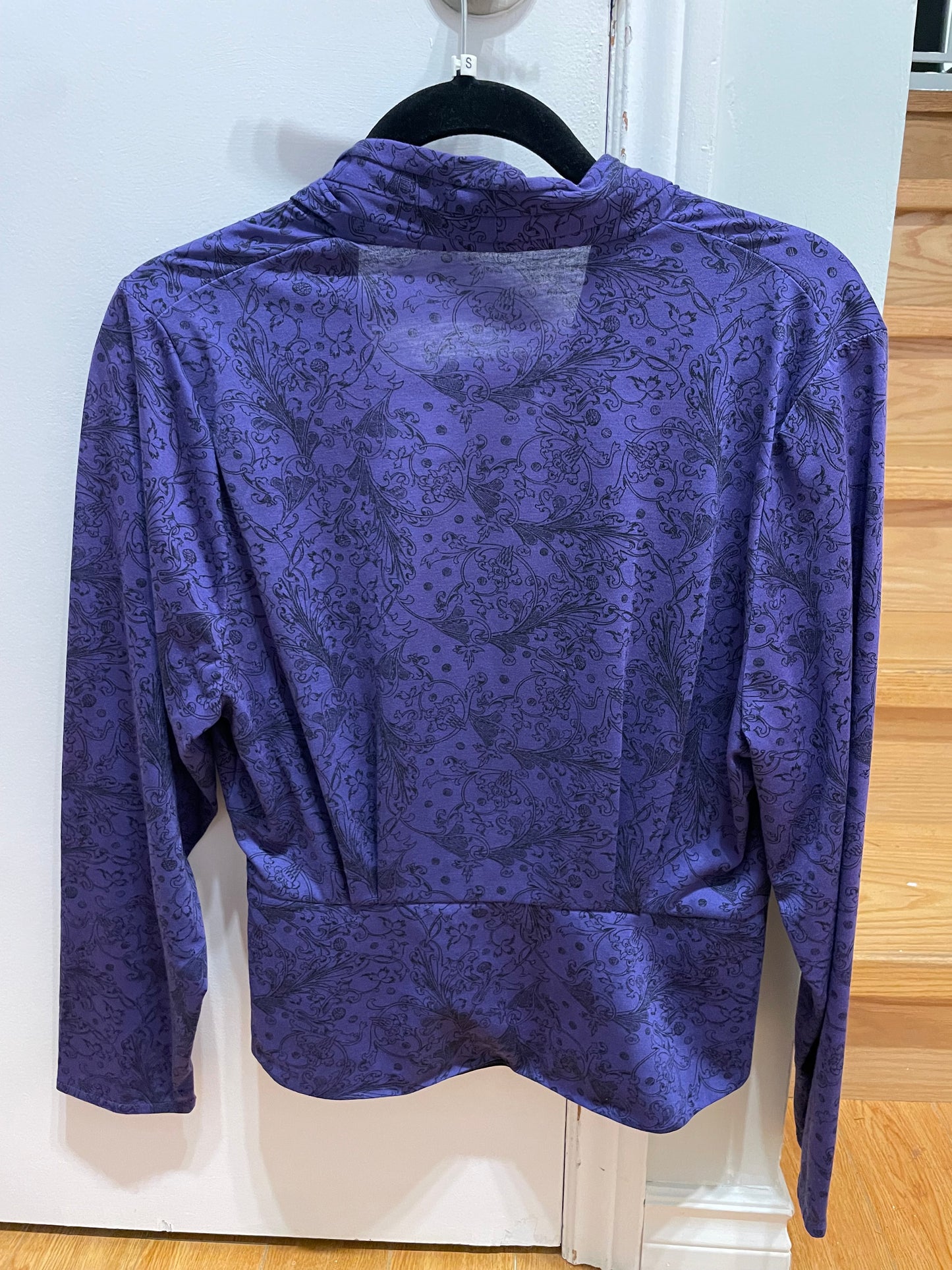 Principles Purple Printed Drape-Front Top – Size Medium