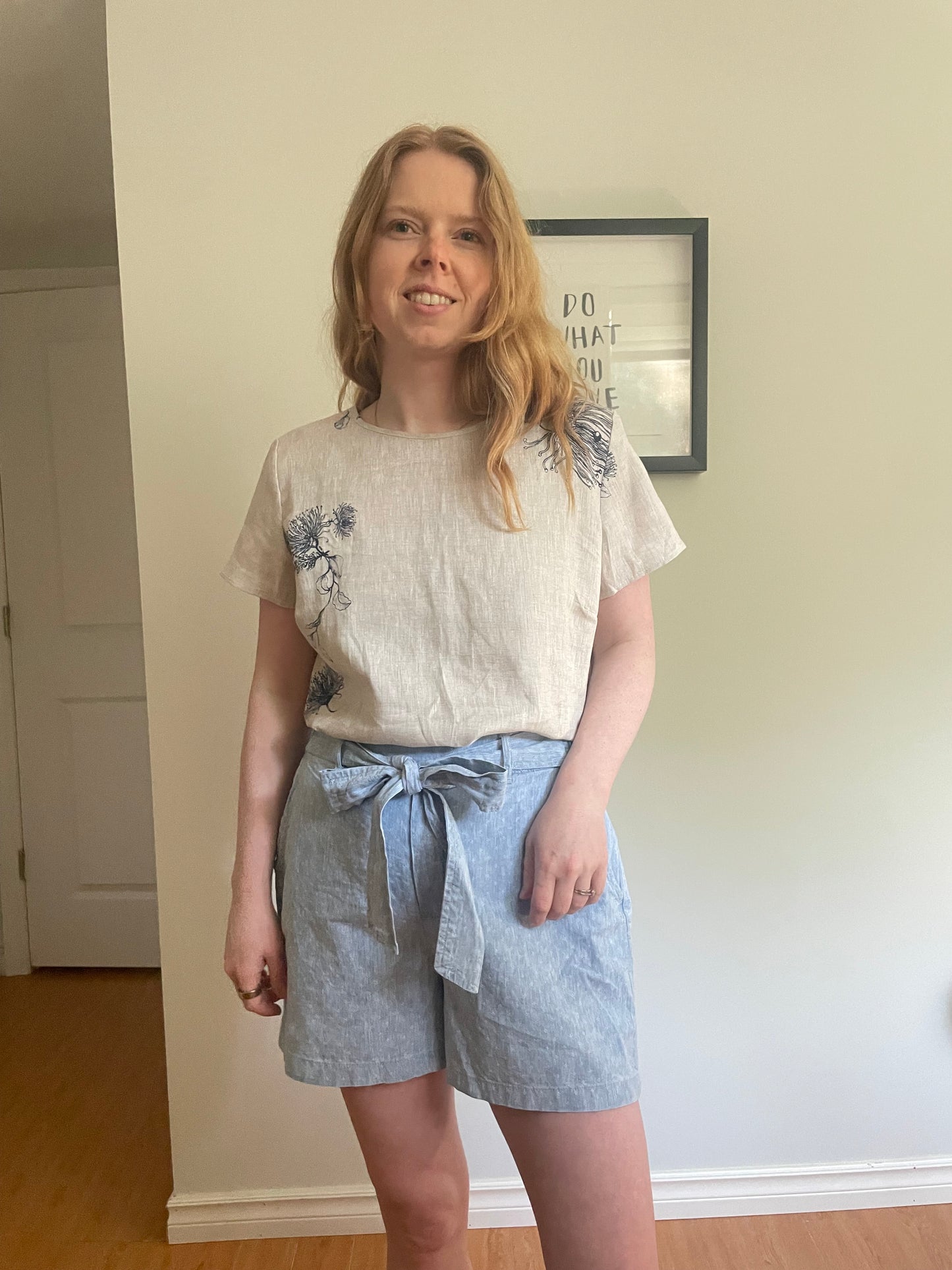 Light Blue Cotton Tie-Waist Shorts - S/M
