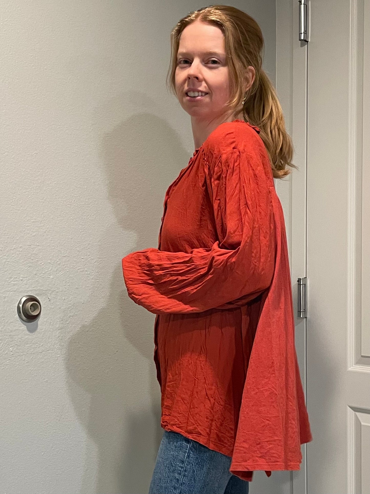 Lane Bryant Rust Red Button-Front Blouse – Size 20