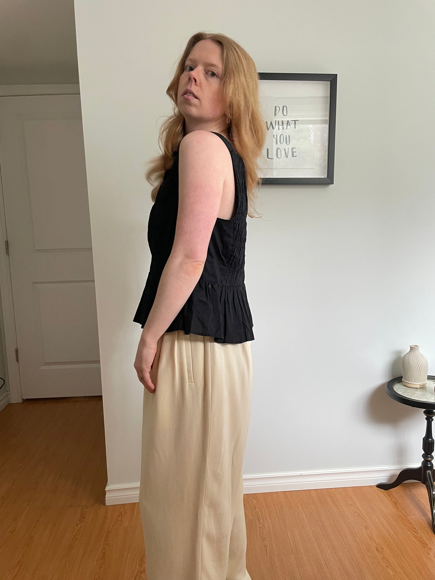 J.Crew Black Smocked Cotton Peplum Tank Top NWT - Size 14