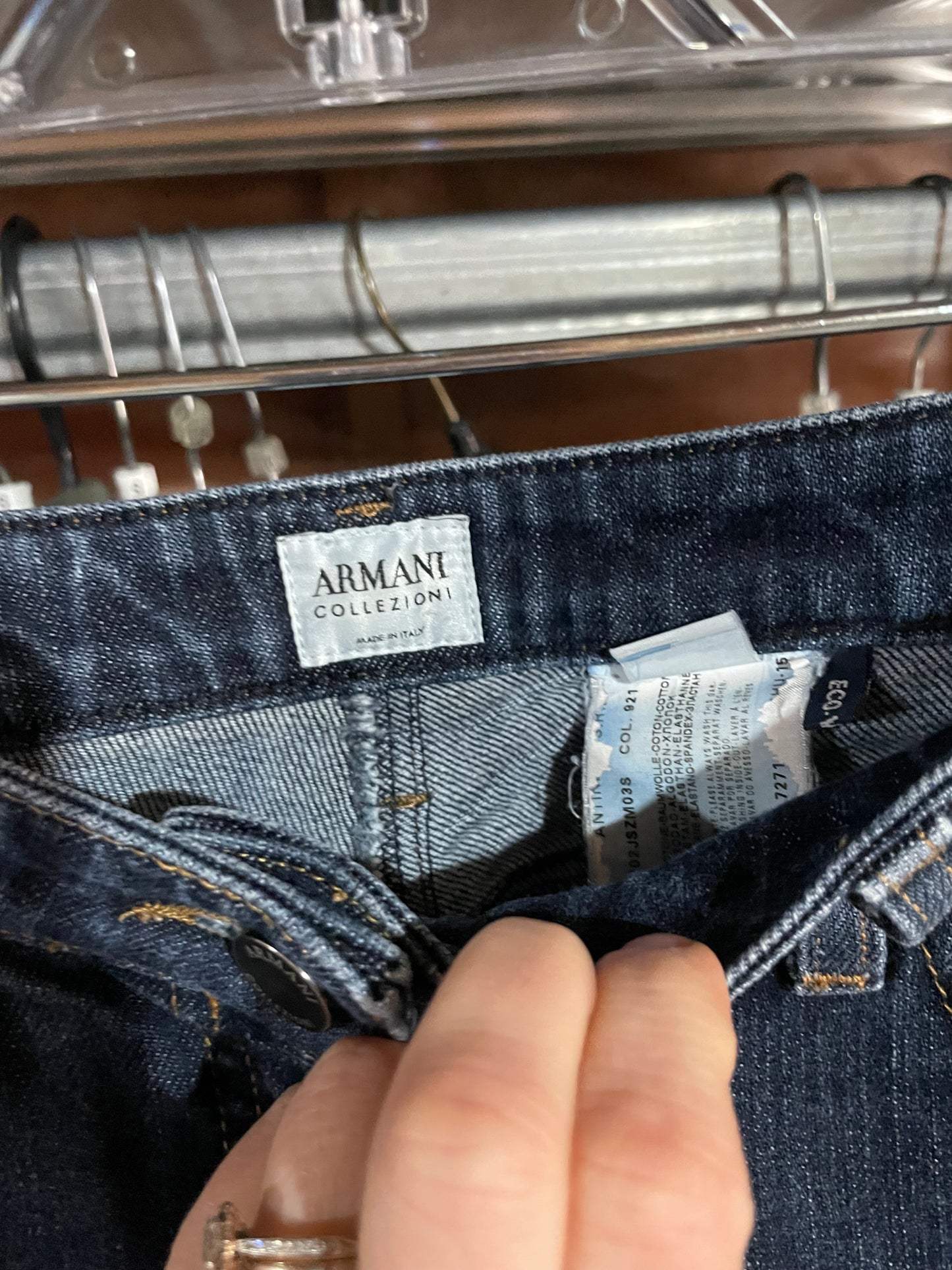 Armani Collezioni Dark Wash Stretch Cotton Straight Leg Jeans Size 28 - XS/S